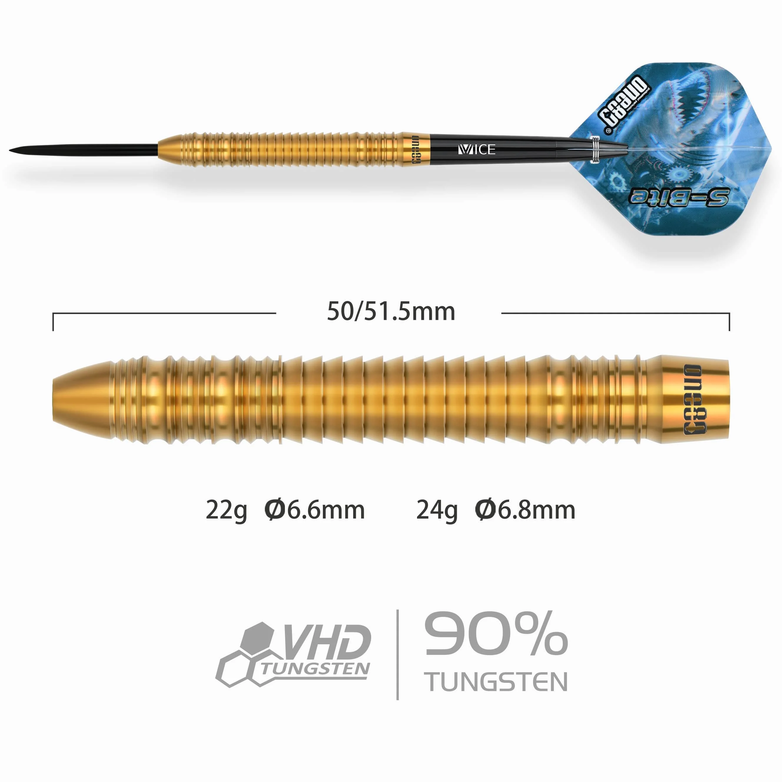 One80 S-Bite Darts - Steel Tip - 90% Tungsten - S-B3 - Image 2