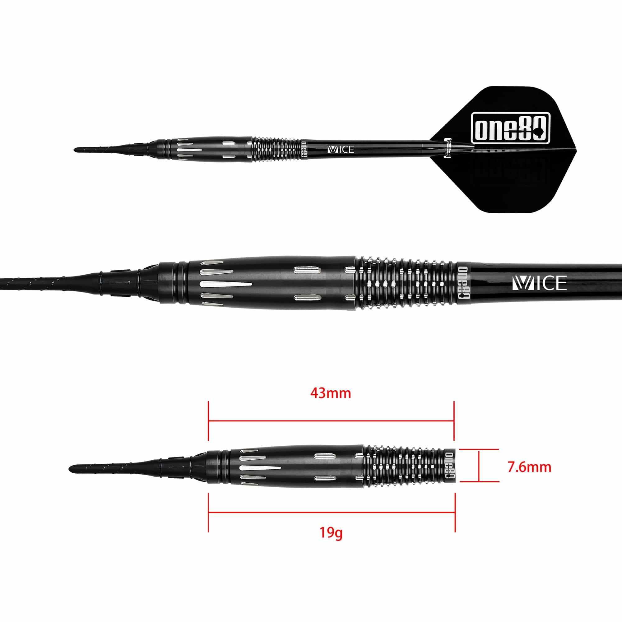 One80 Saori Miymoto Darts - Soft Tip - Rafale - Signature - Black - 19g - Image 3