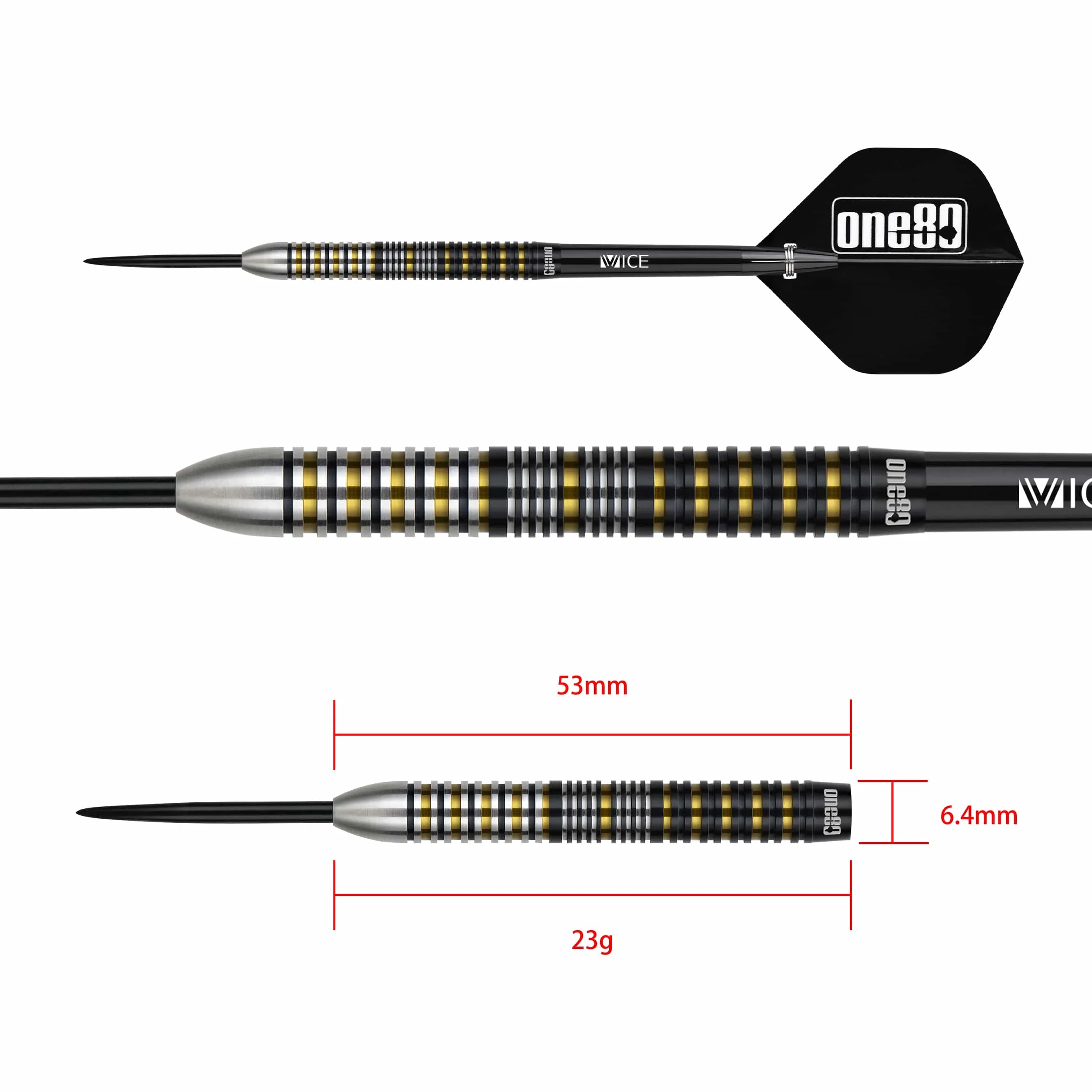 One80 Tengku Shah Darts - Steel Tip - 90% Tungsten - 23g - Image 2