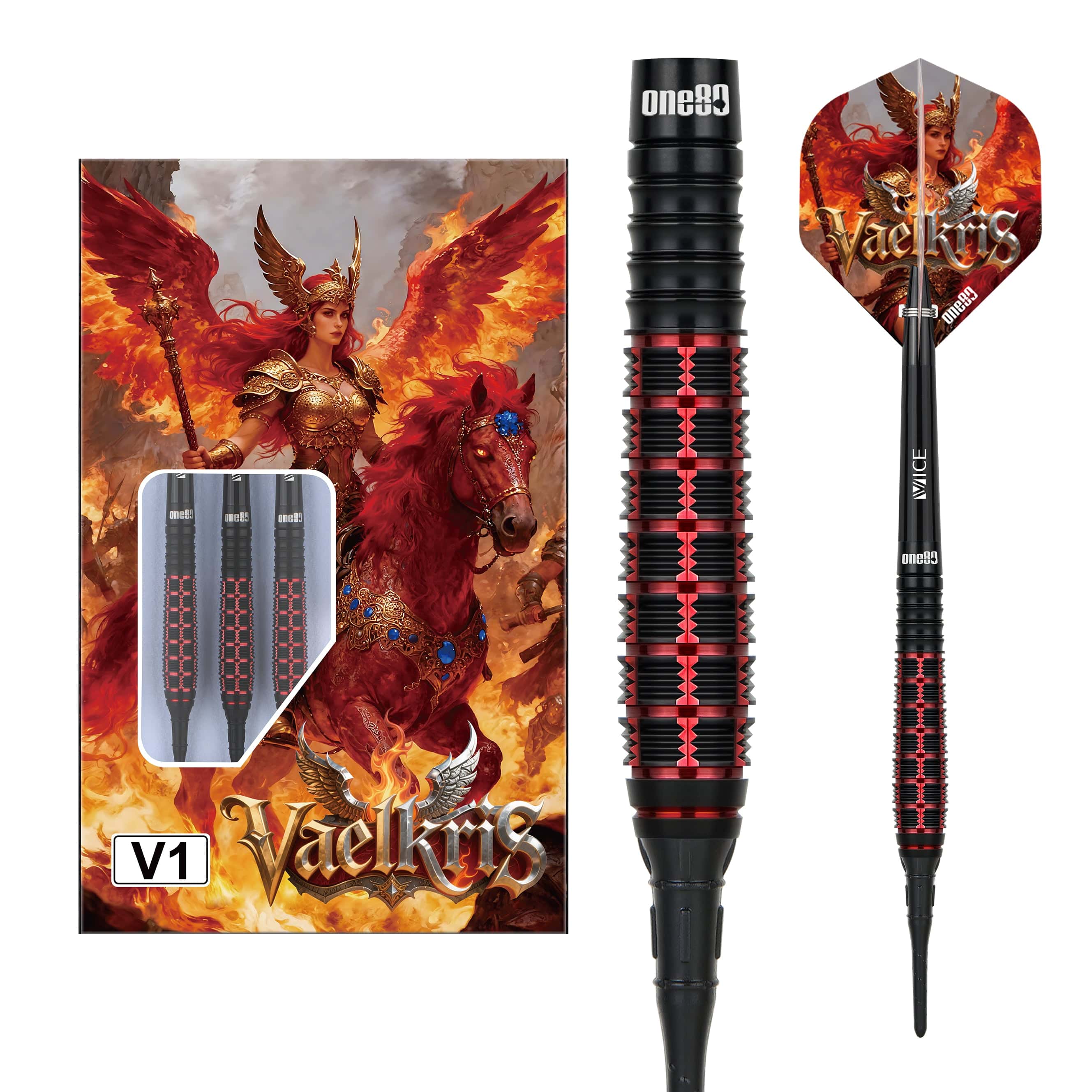 One80 Vaelkris Darts - Soft Tip - 90% Tungsten - V01 - 18g