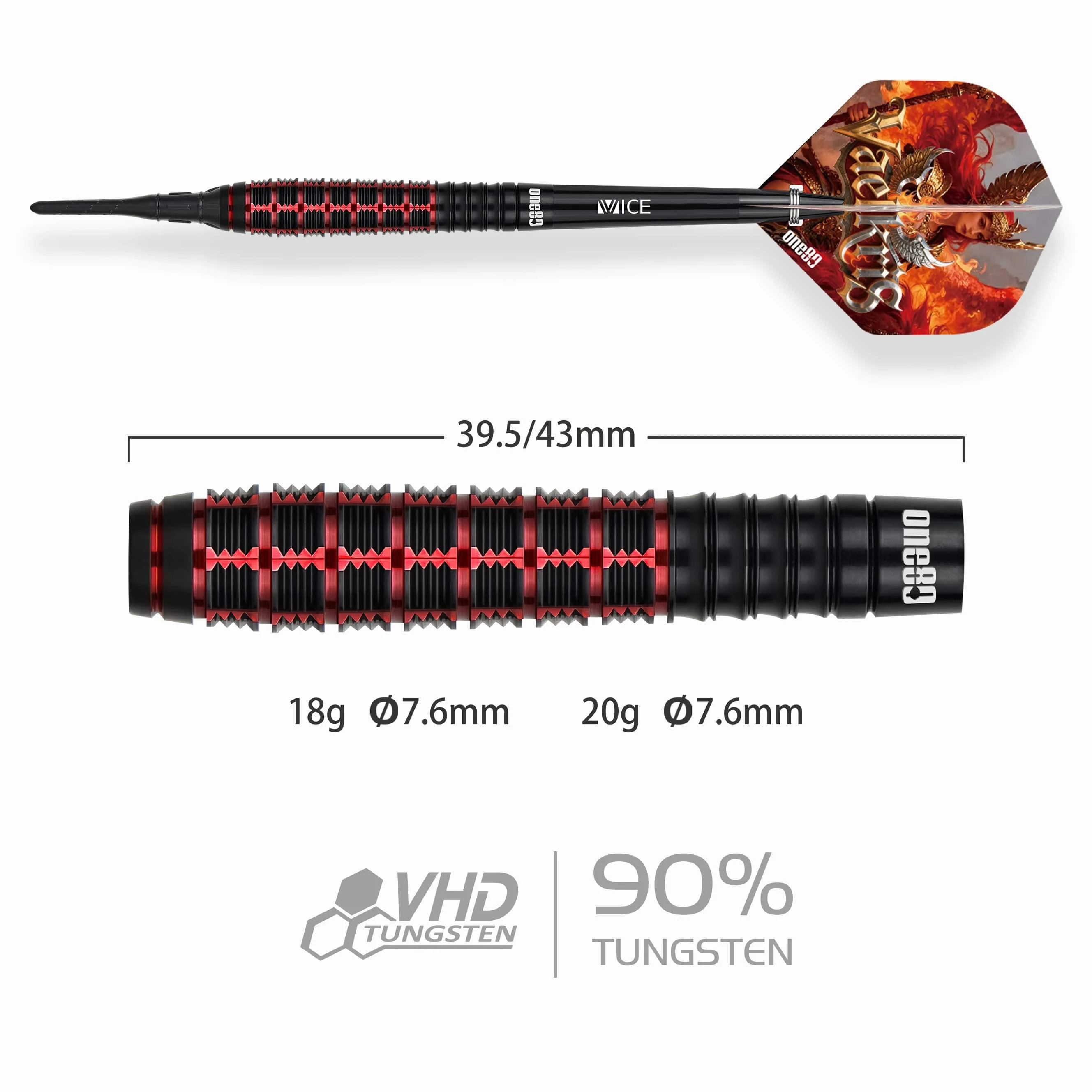 One80 Vaelkris Darts - Soft Tip - 90% Tungsten - V01 - 18g - Image 2
