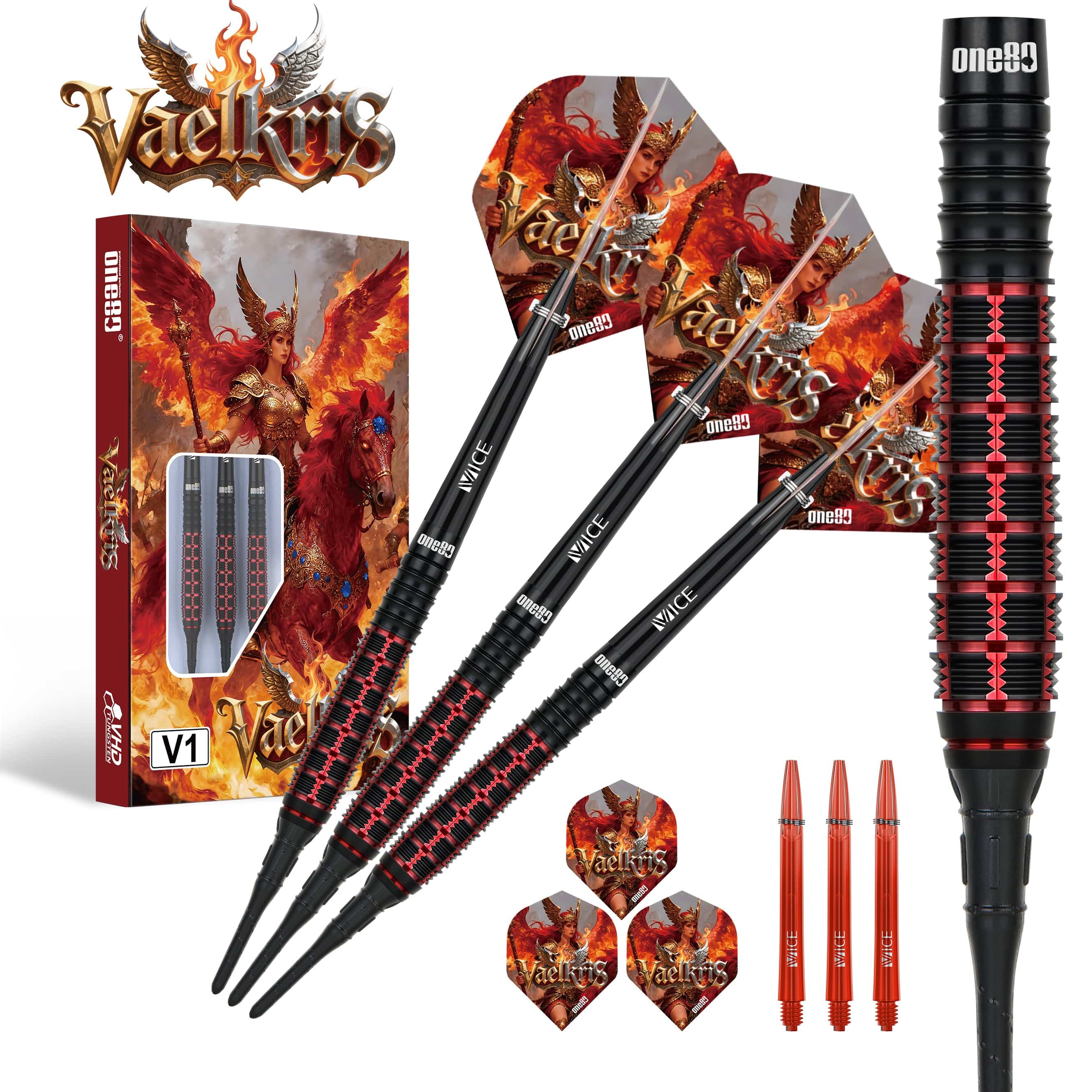 One80 Vaelkris Darts - Soft Tip - 90% Tungsten - V01 - 18g - Image 3