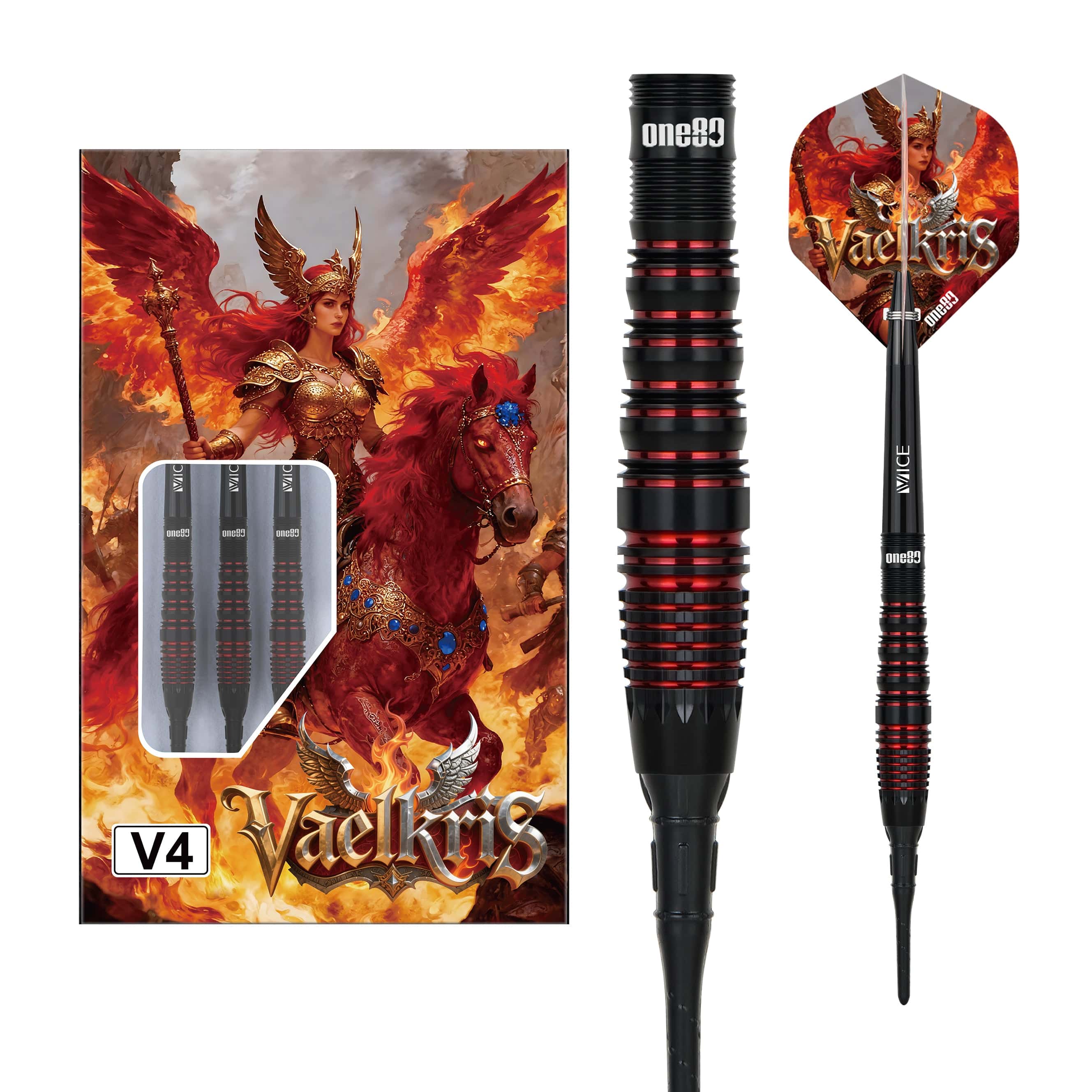 One80 Vaelkris Darts - Soft Tip - 90% Tungsten - V04 - 18g