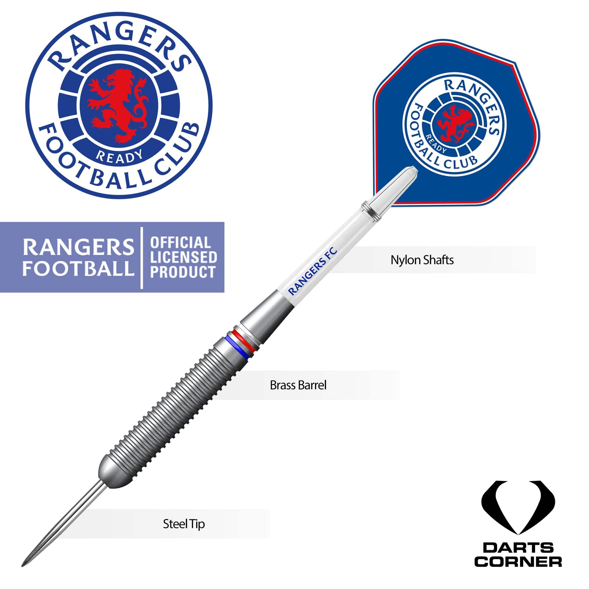 Rangers FC Darts - Steel Tip Brass - Official Licensed - RFC - 22g - Image 3