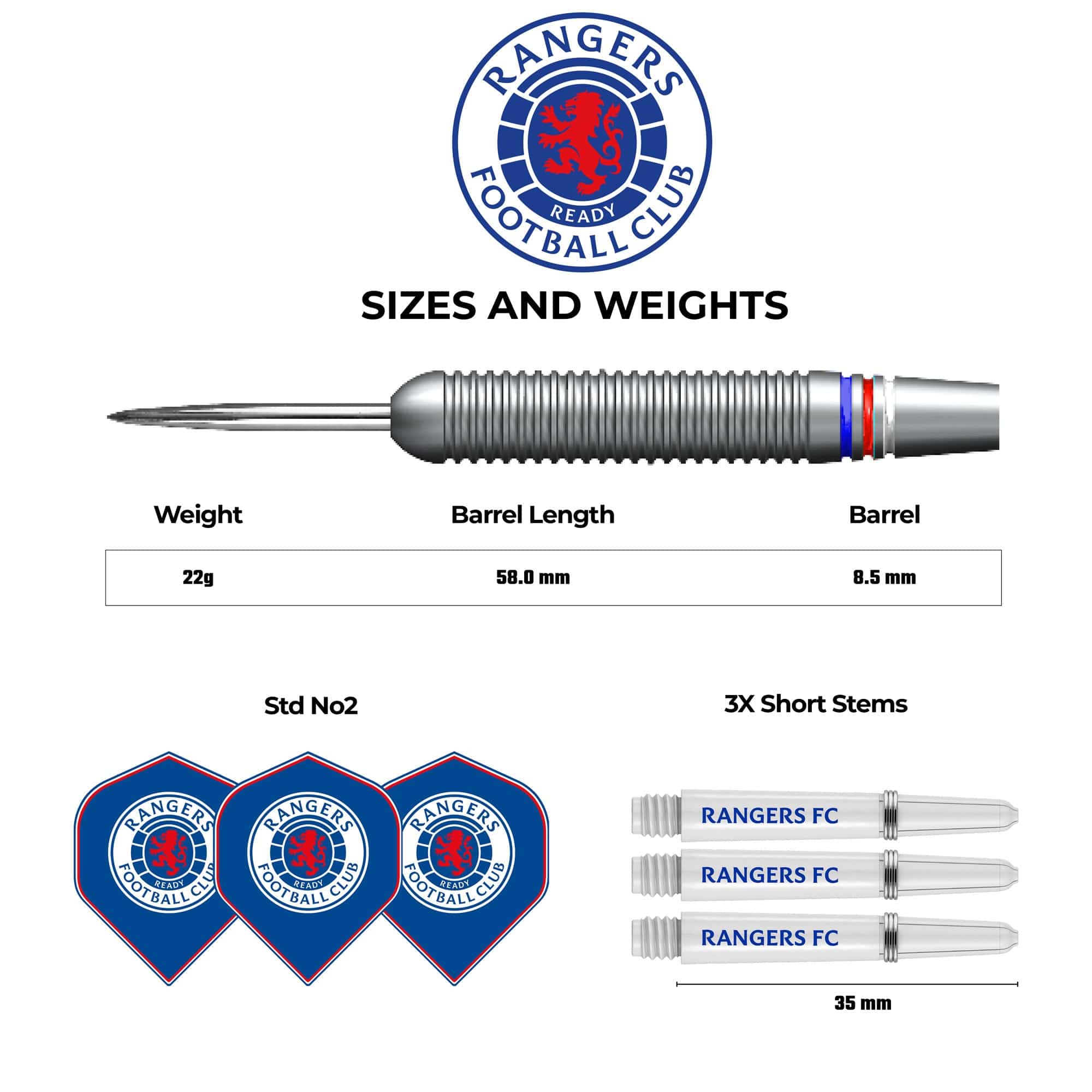 Rangers FC Darts - Steel Tip Brass - Official Licensed - RFC - 22g - Image 4