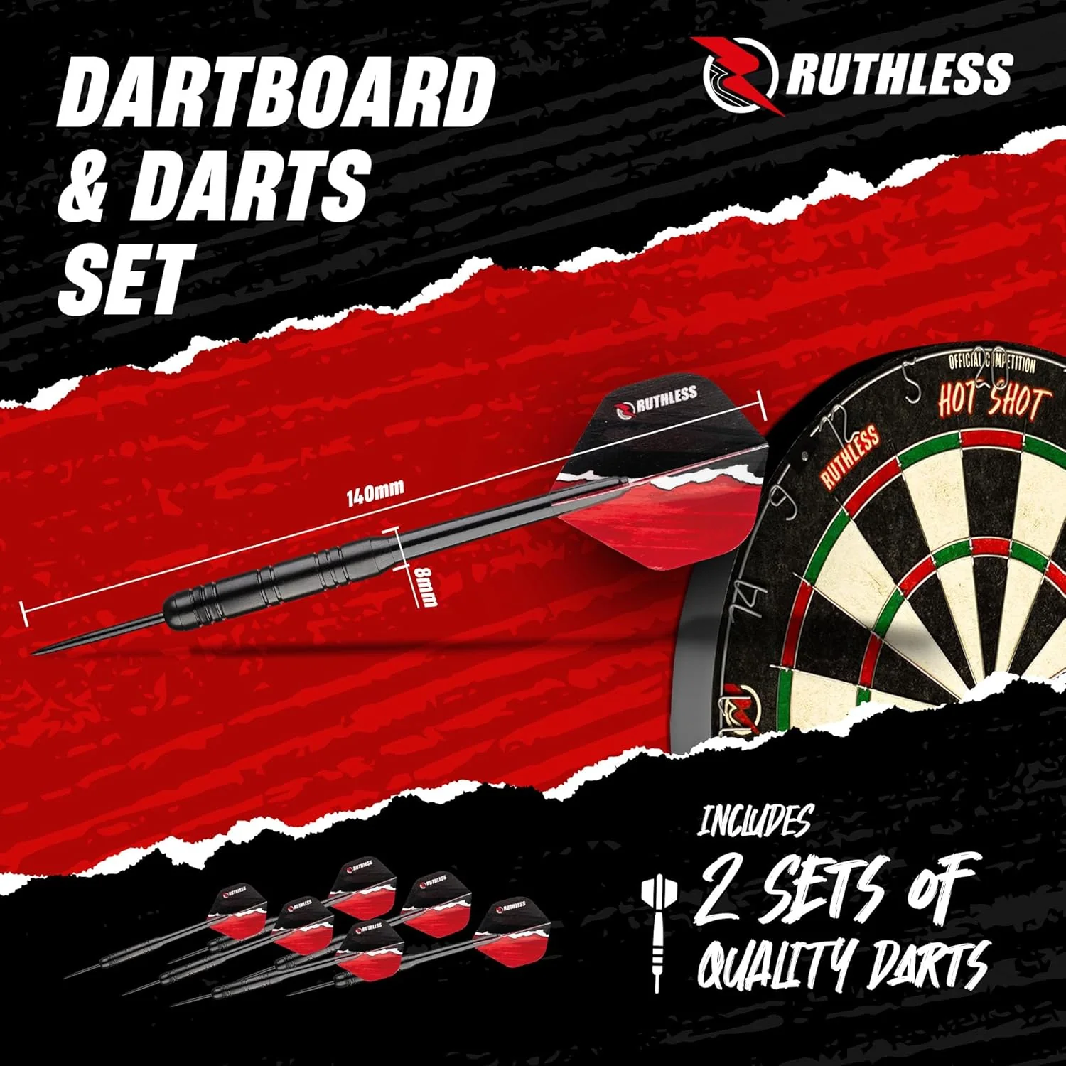 Ruthless Animal Home Darts Centre - Hotshot Dartboard in Cabinet - Dragon - Image 3