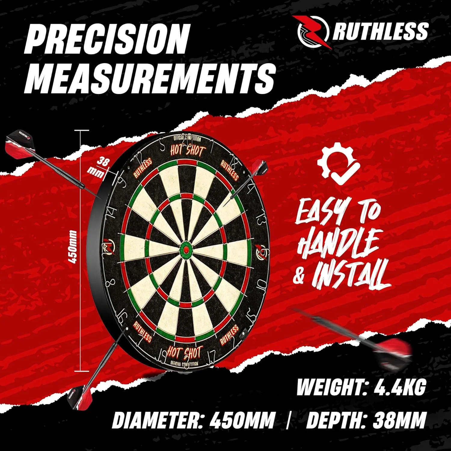 Ruthless Animal Home Darts Centre - Hotshot Dartboard in Cabinet - Dragon - Image 4