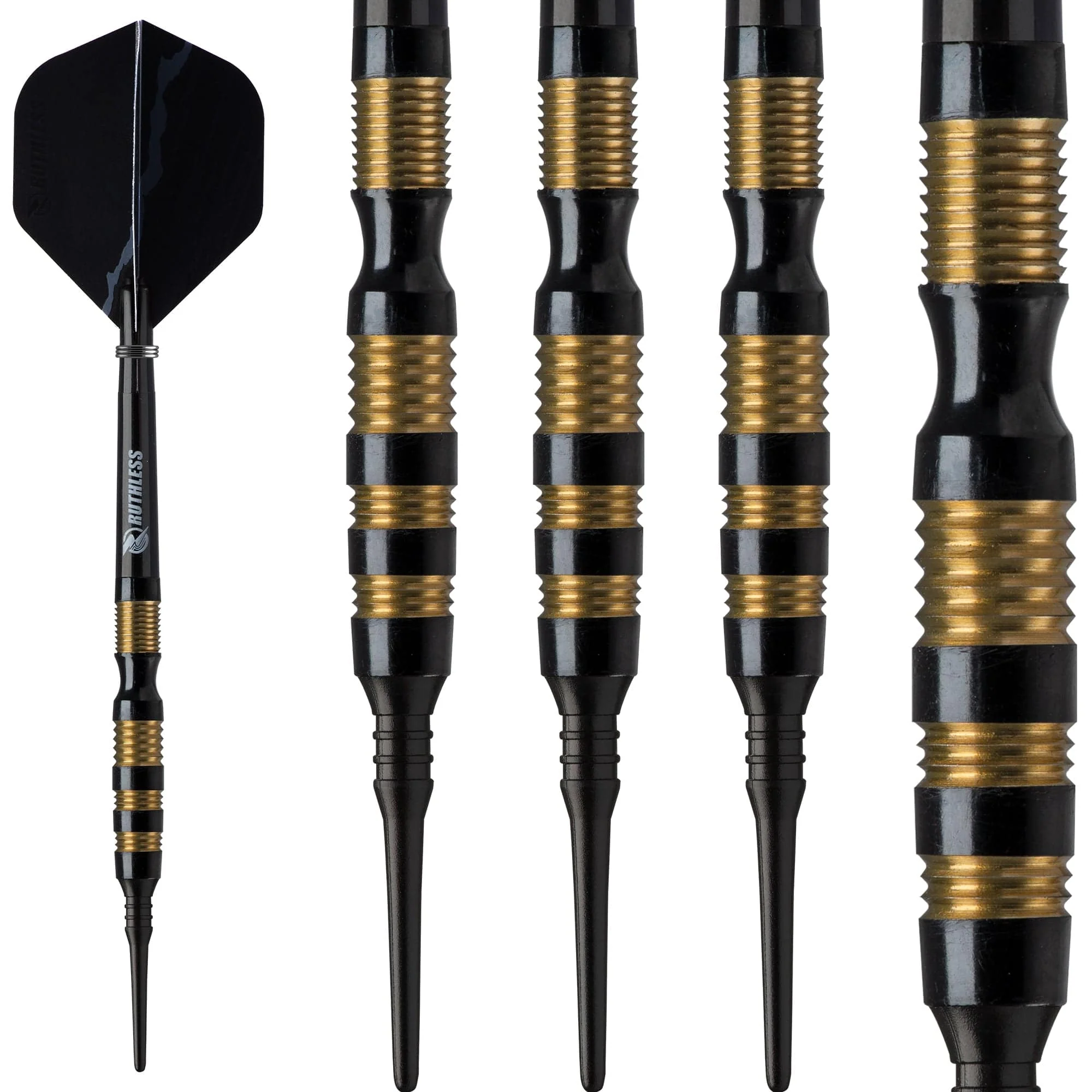 *Ruthless Black Talon Darts - Soft Tip Tungsten - BW 16.0g - Gold Ring - 18g