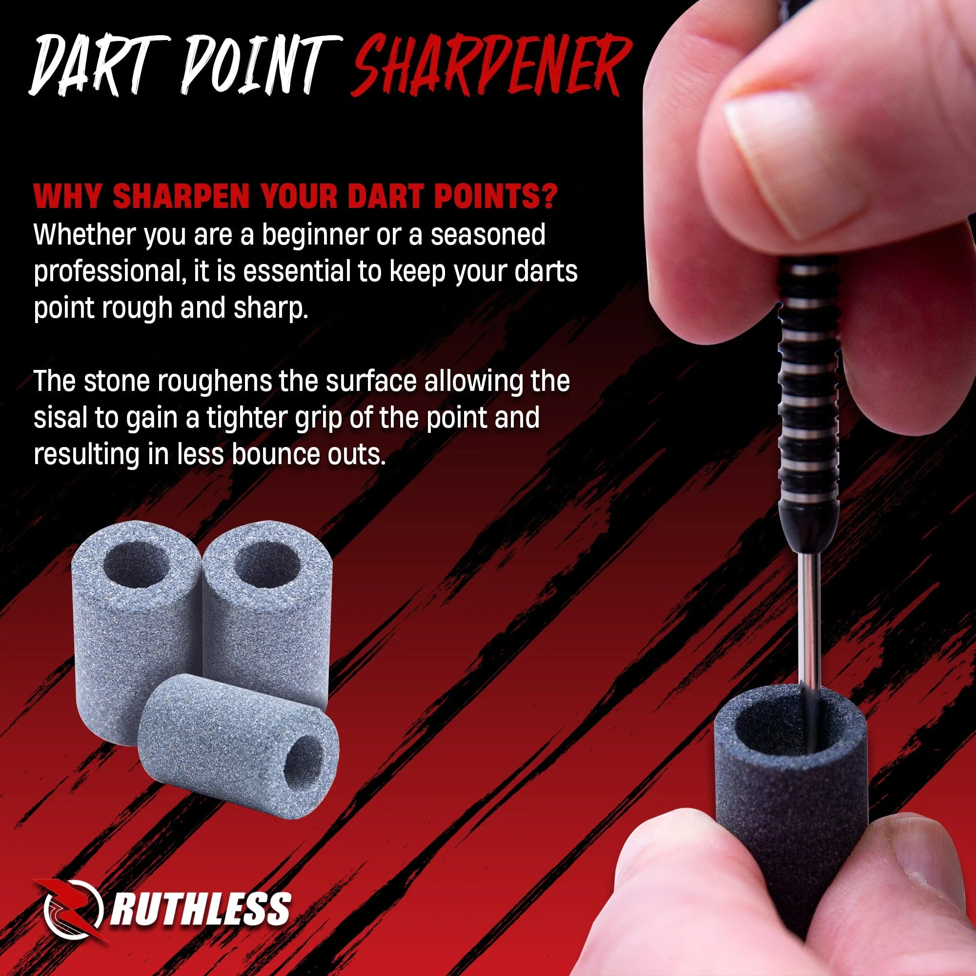 Ruthless Dart Sharpener - Mini Round Stone - Value Pack - 3 Pieces - Image 2