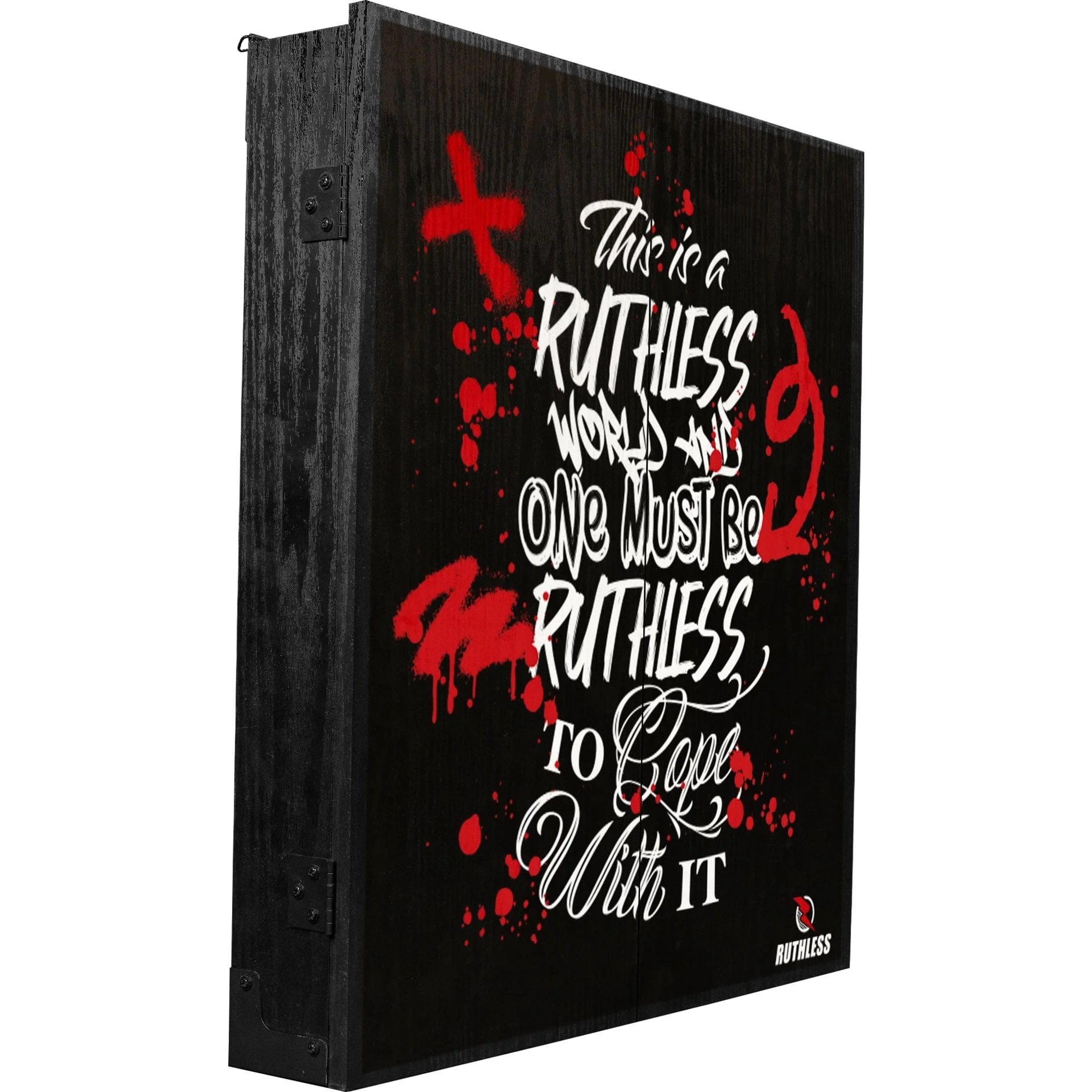 Ruthless Dartboard Cabinet - Square Design - One Must Be Ruthless - Image 2