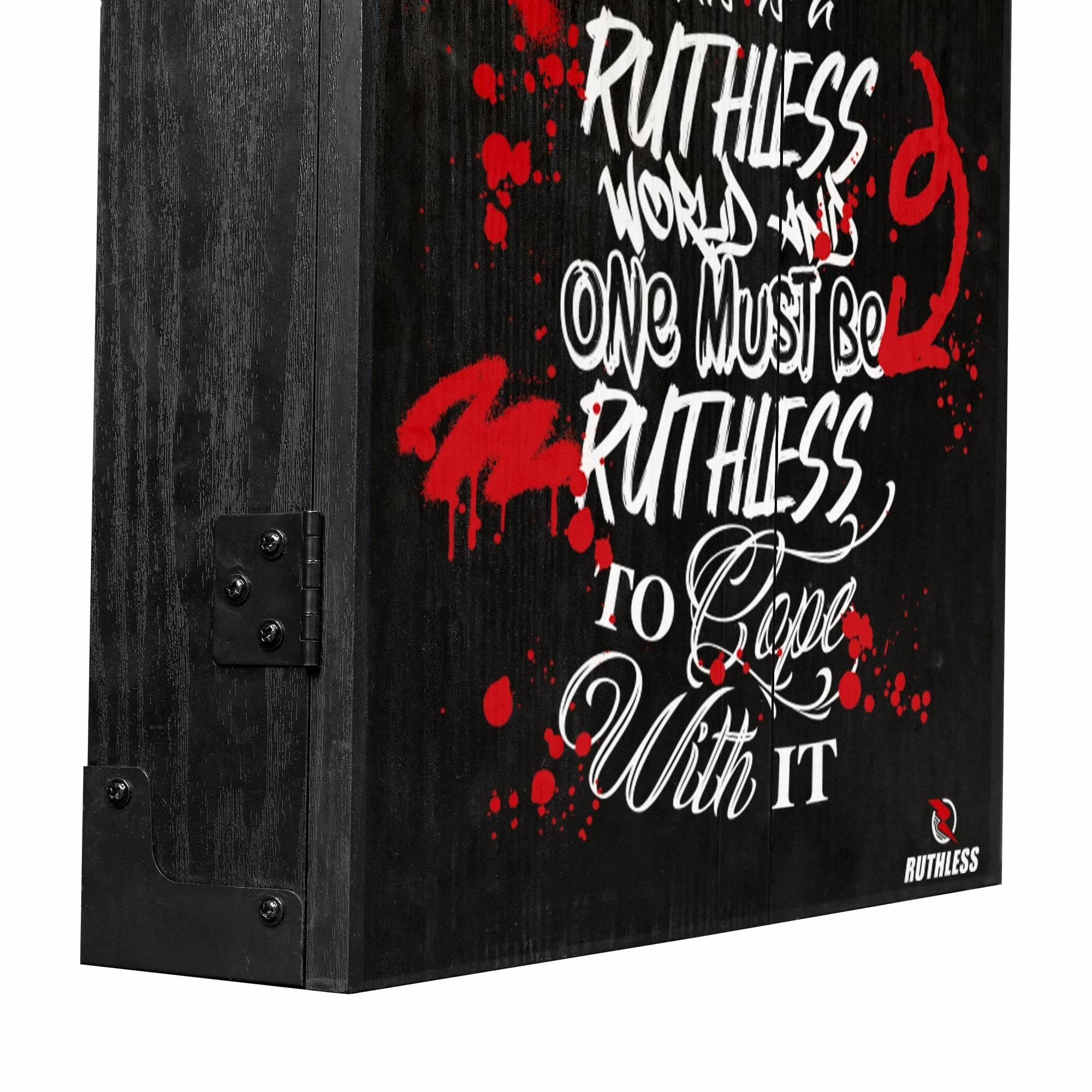 Ruthless Dartboard Cabinet - Square Design - One Must Be Ruthless - Image 3