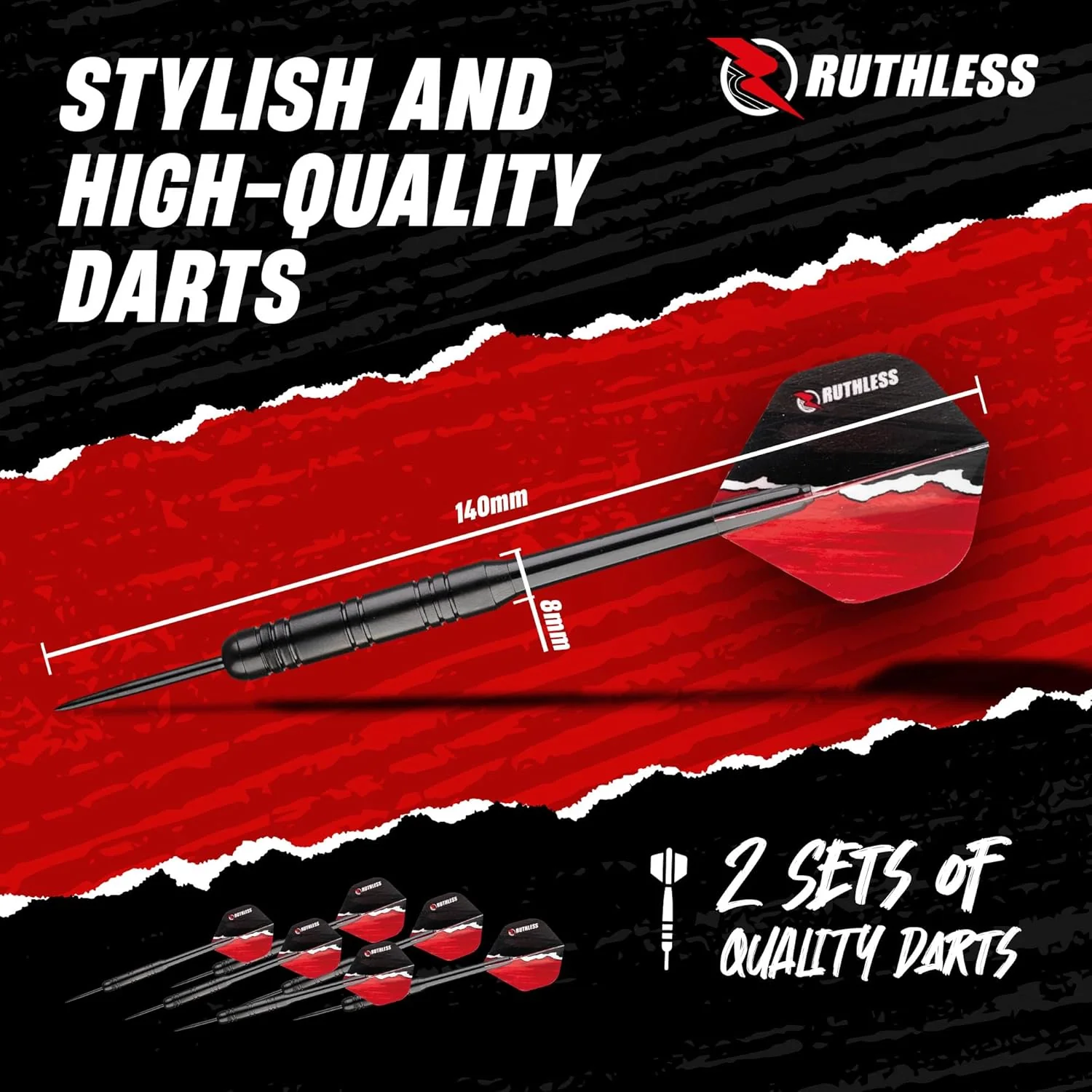 Ruthless Hotshot Home Darts Centre - HDC - inc. Dartboard, Surround and 2 sets of darts - Image 6