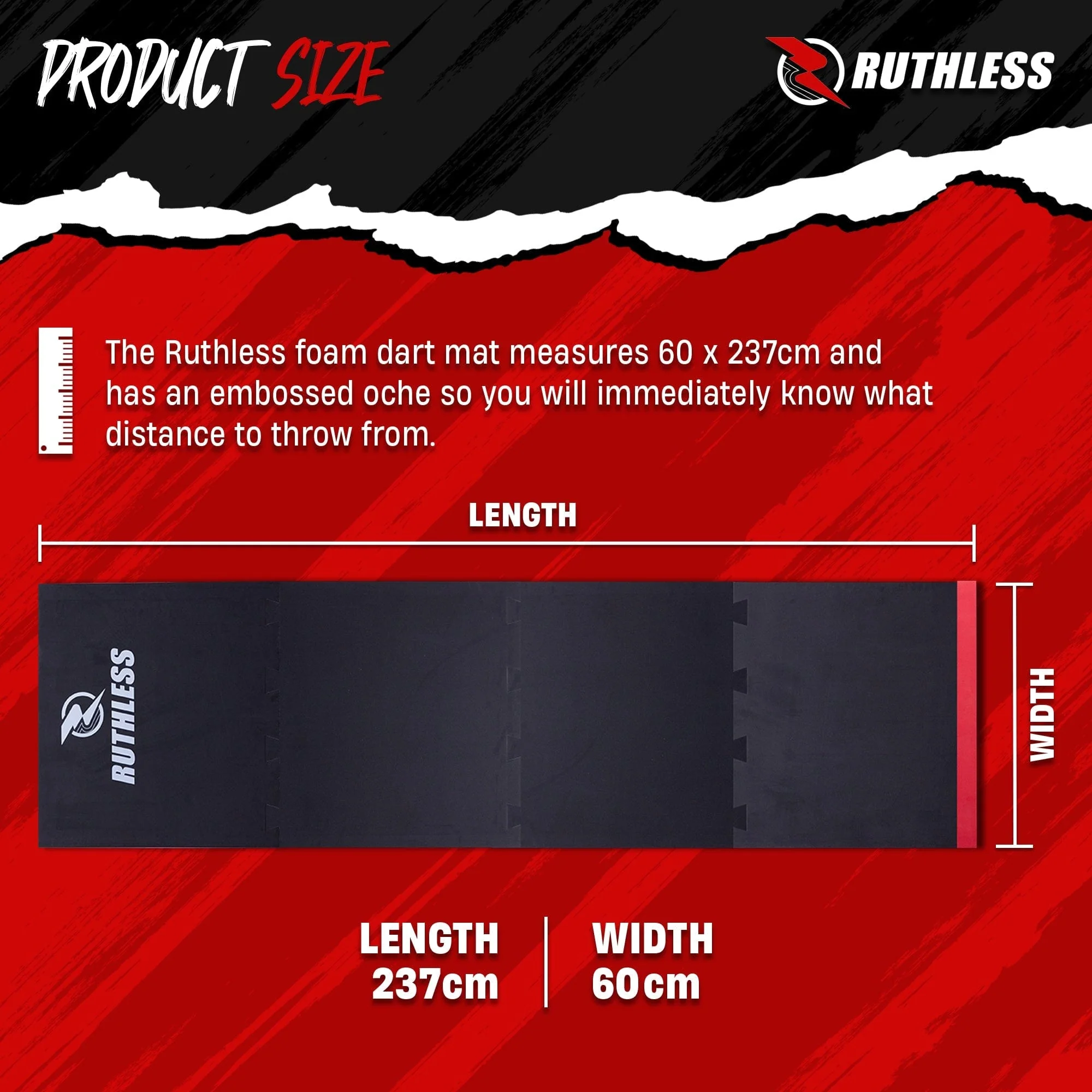 Ruthless Puzzle Dart Mat - for Beginners & Professionals - 237x60cm - Image 3