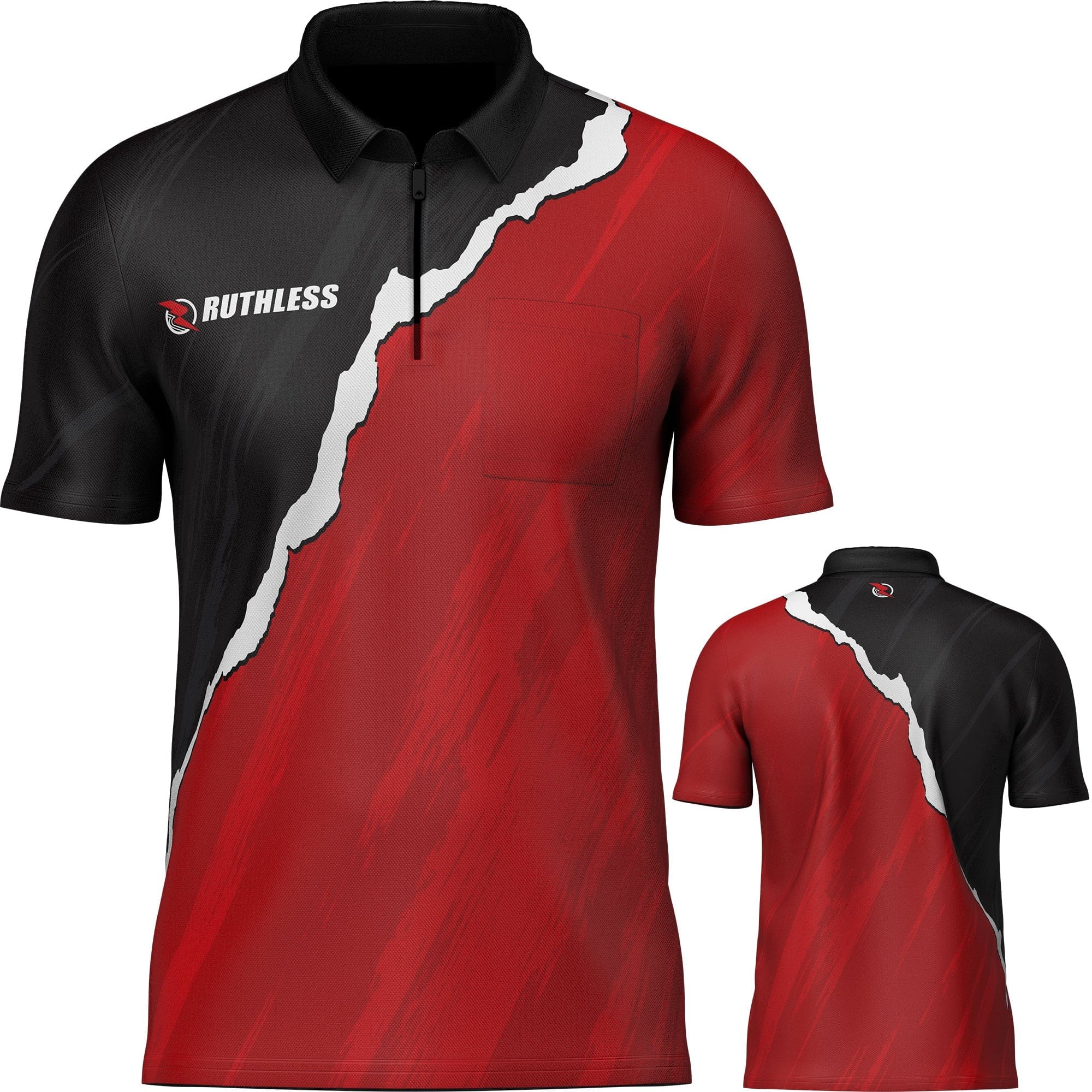 *Ruthless RipTorn ECO Dart Shirt - with Pocket - Black & Red