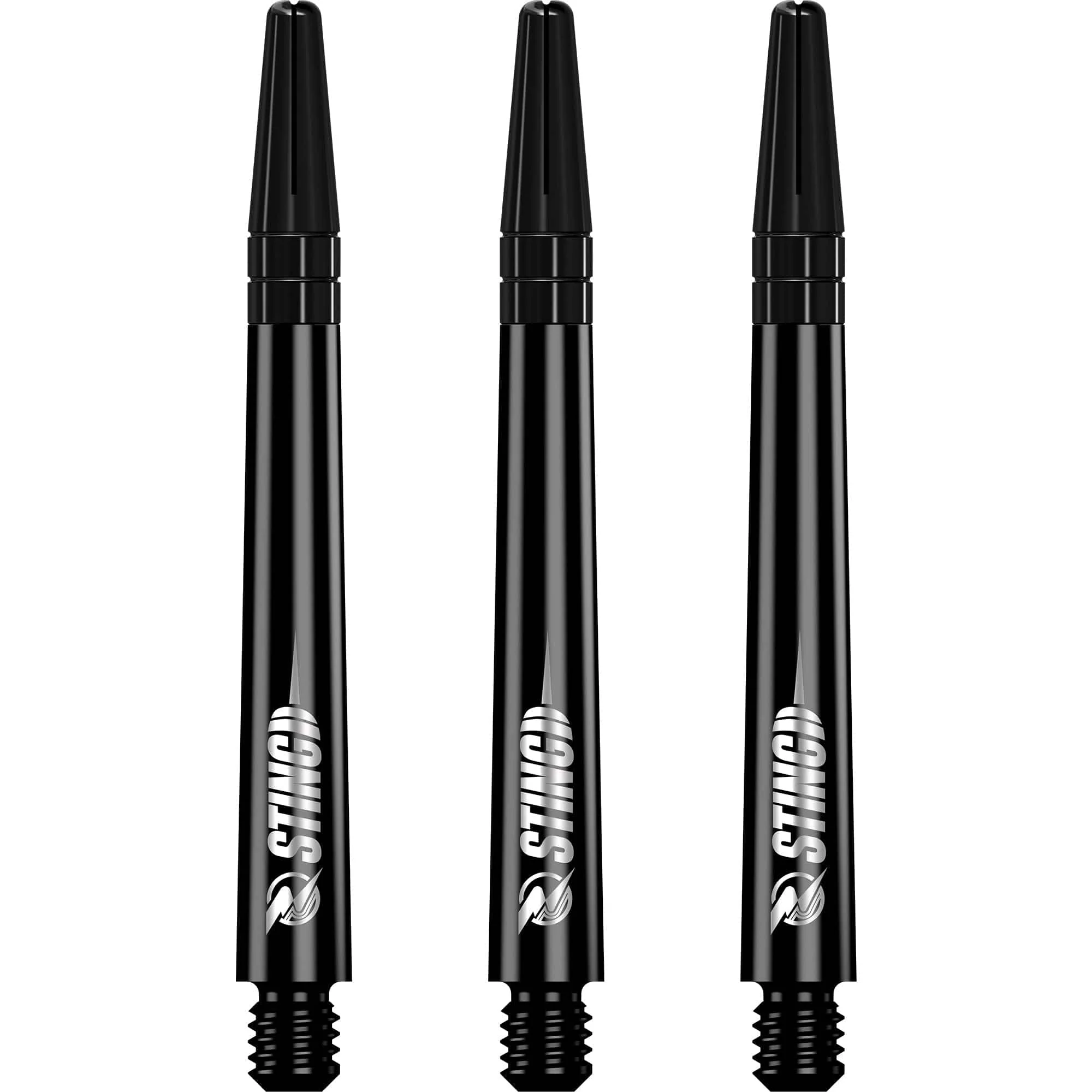 Ruthless Sting Dart Shafts - Polycarbonate - Solid Black - Black Top - Image 2