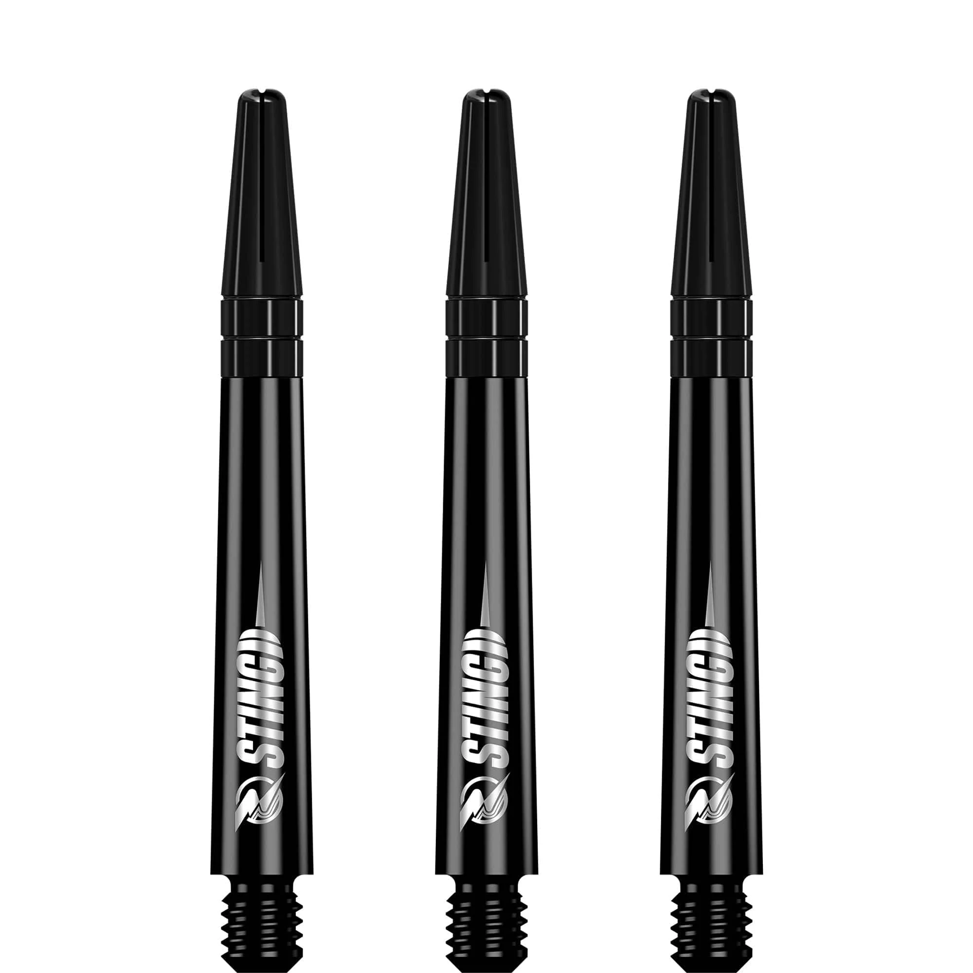 Ruthless Sting Dart Shafts - Polycarbonate - Solid Black - Black Top - Image 3