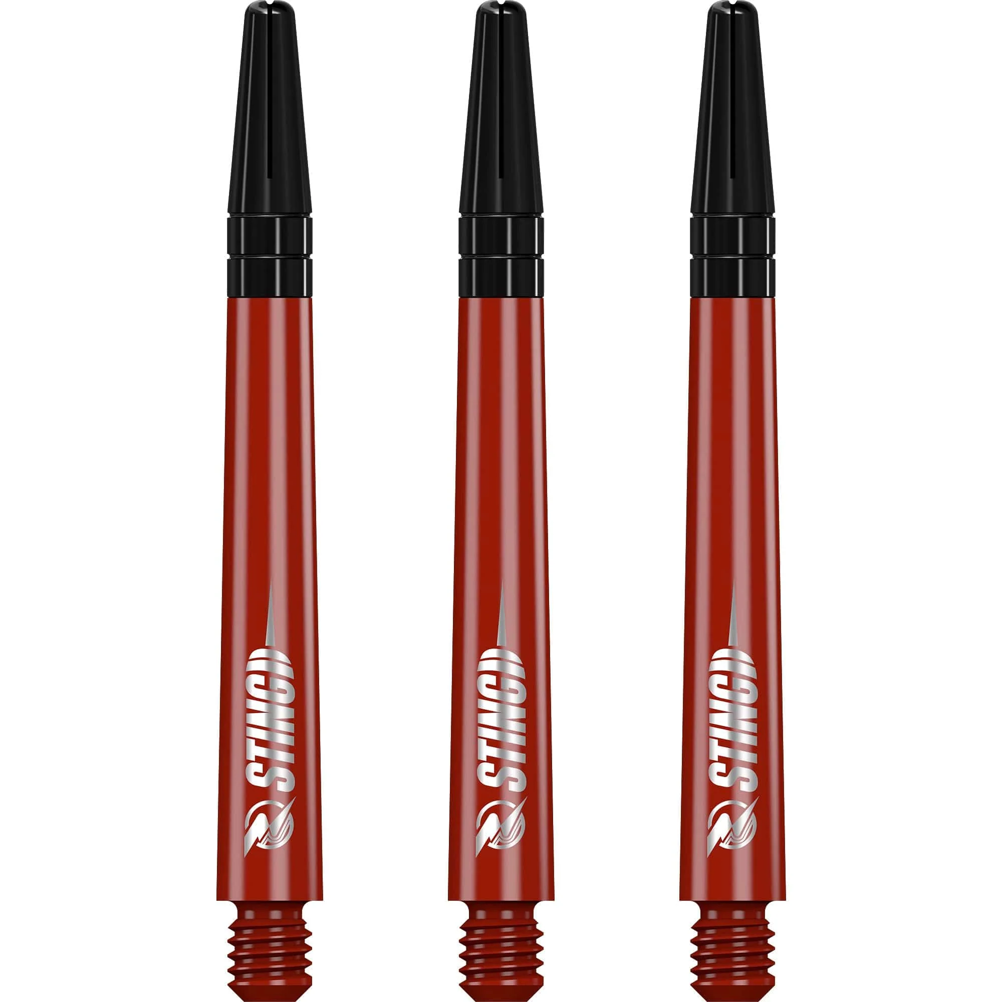 Ruthless Sting Dart Shafts - Polycarbonate - Solid Red - Black Top - Image 2