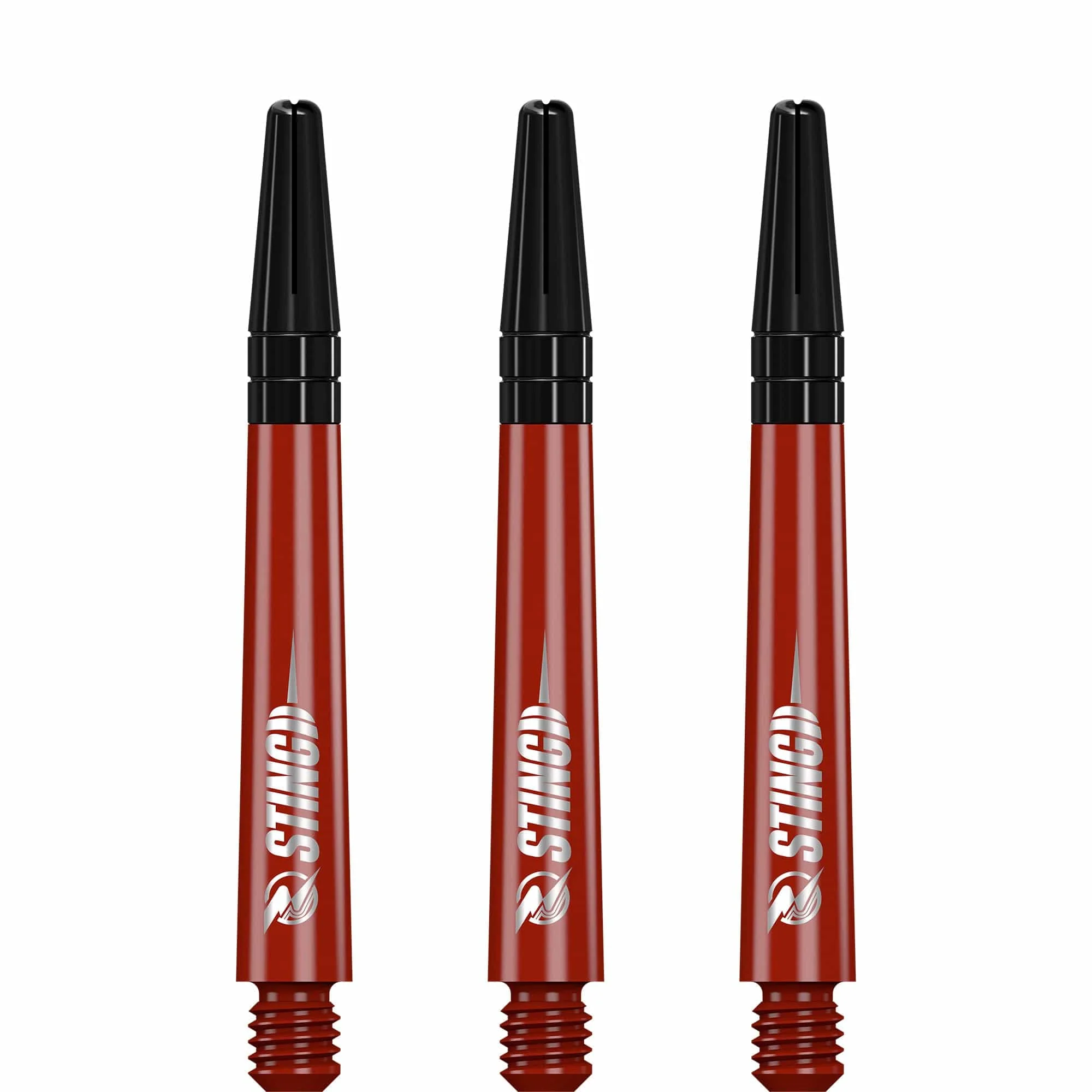 Ruthless Sting Dart Shafts - Polycarbonate - Solid Red - Black Top - Image 3