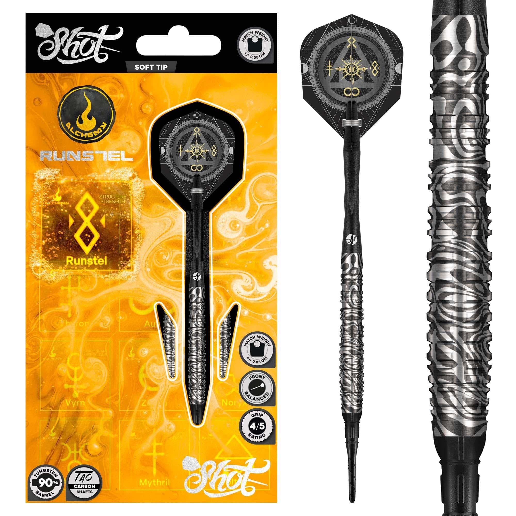 Shot Alchemy Darts - Soft Tip - 90% Tungsten - Runstel