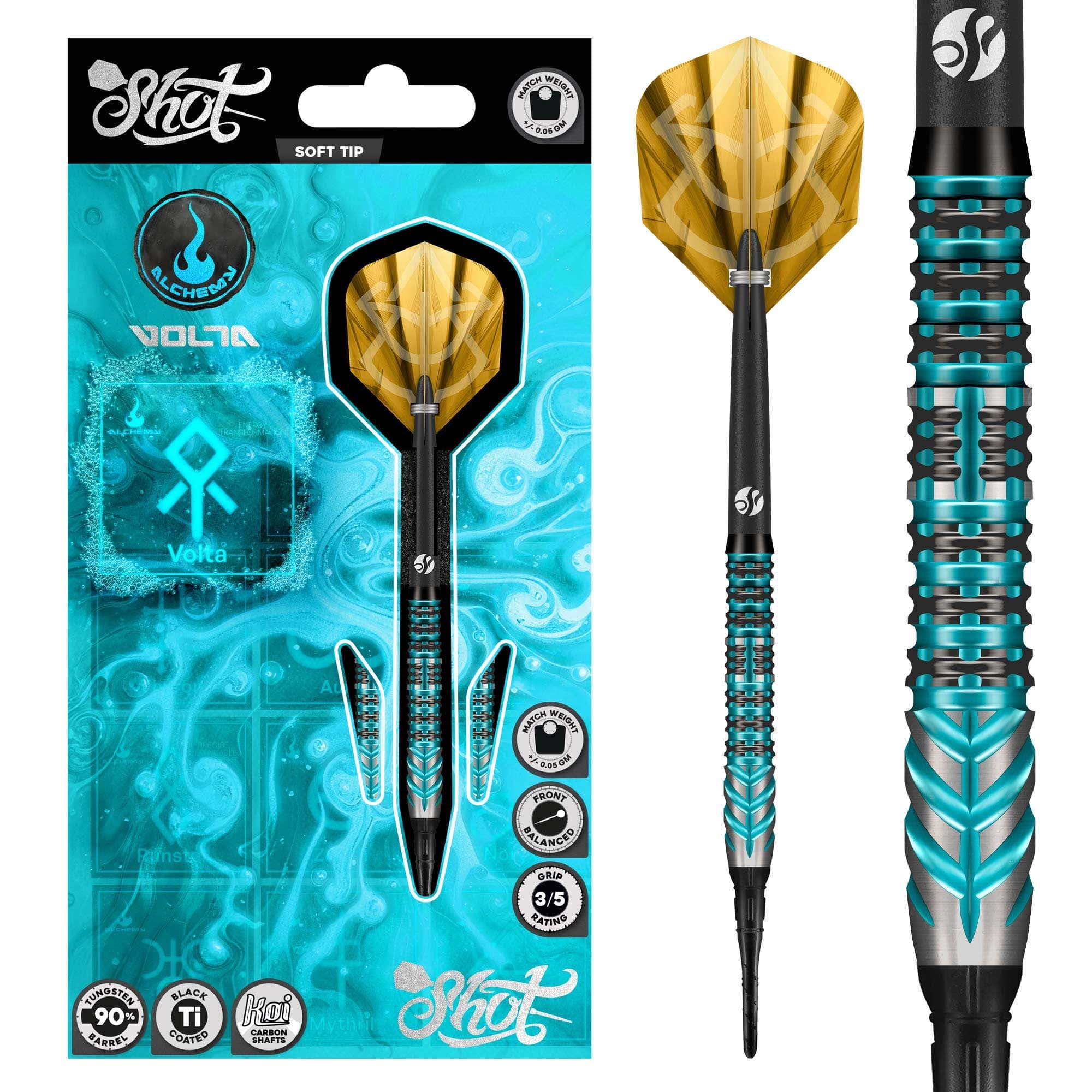 Shot Alchemy Darts - Soft Tip - 90% Tungsten - Volta