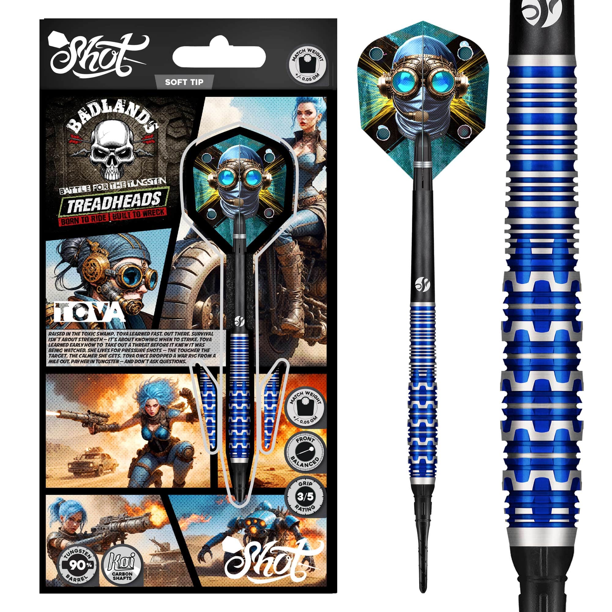 Shot Badlands Darts - Soft Tip - 90% Tungsten - Tova