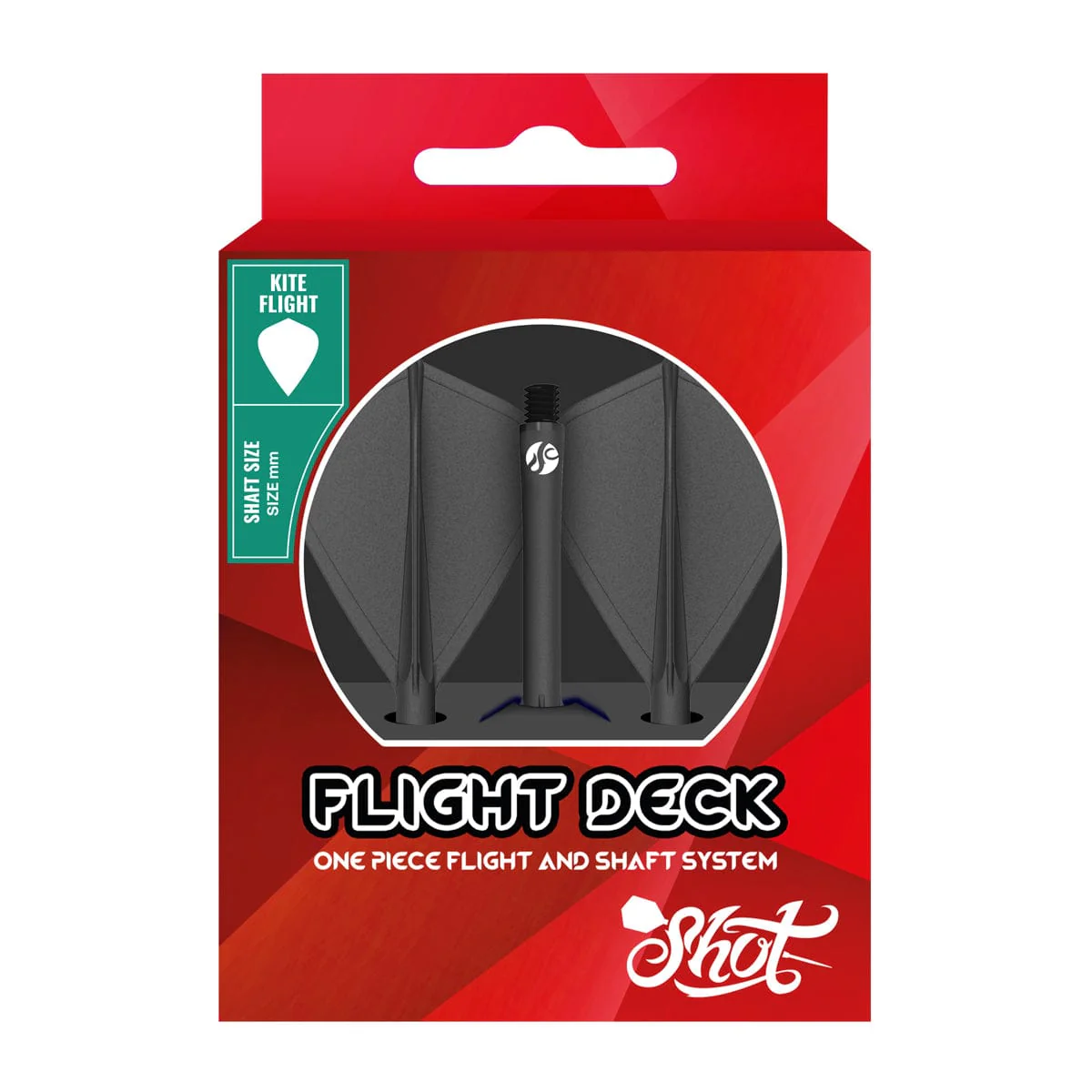 Shot Flight Deck - One Piece Dart Flight and Shaft System - Kite - Black - Image 4