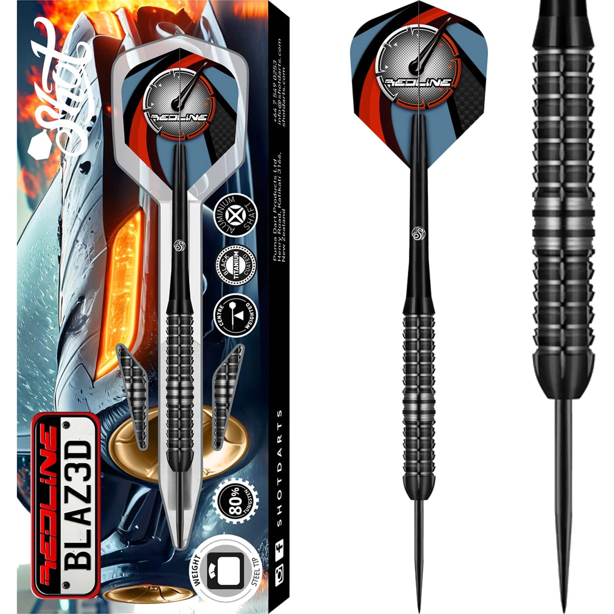 *Shot Redline Darts - Steel Tip - 80% Tungsten - BLAZ3D