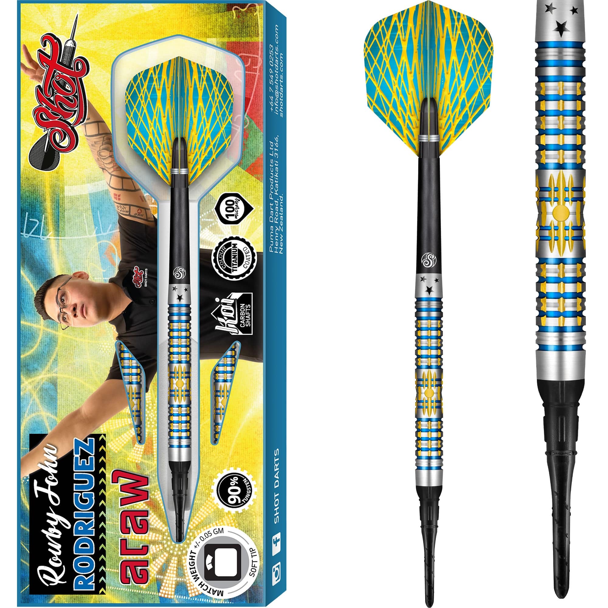 *Shot Rowby-John Rodriguez Darts - Soft Tip Tungsten - Araw