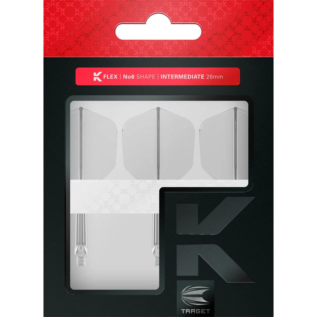 Target K-Flex Dart Flights - Moulded Flight & Shaft - Standard No6 - Clear - Image 2