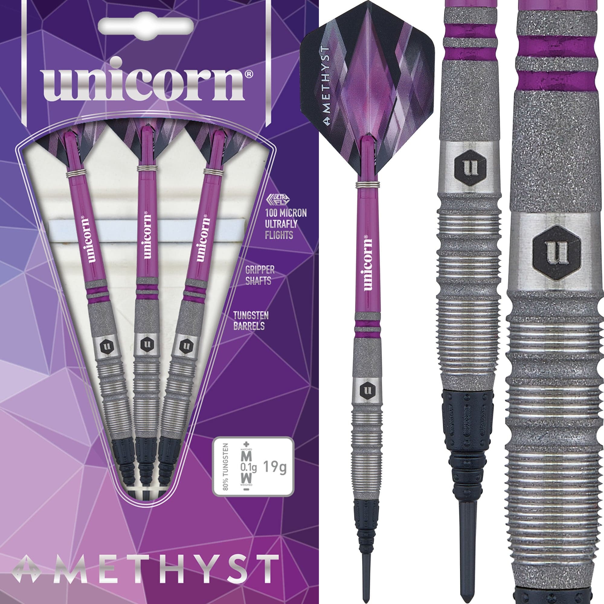 *Unicorn Amethyst Darts - Soft Tip - Utech - Style 3 - Sandblasted - Image 2
