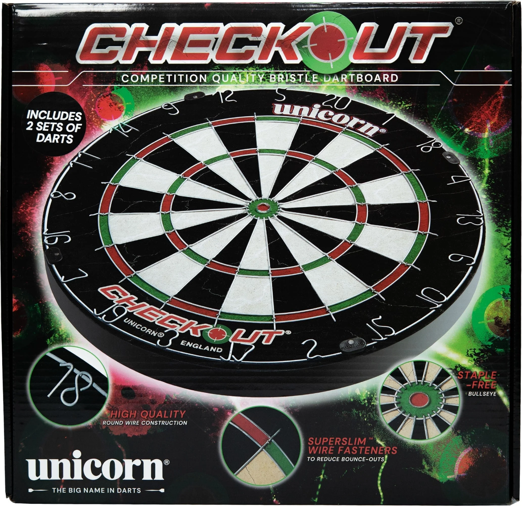 *Unicorn Checkout Dartboard - inc 2 sets of Darts - Full Starter Set - Image 3