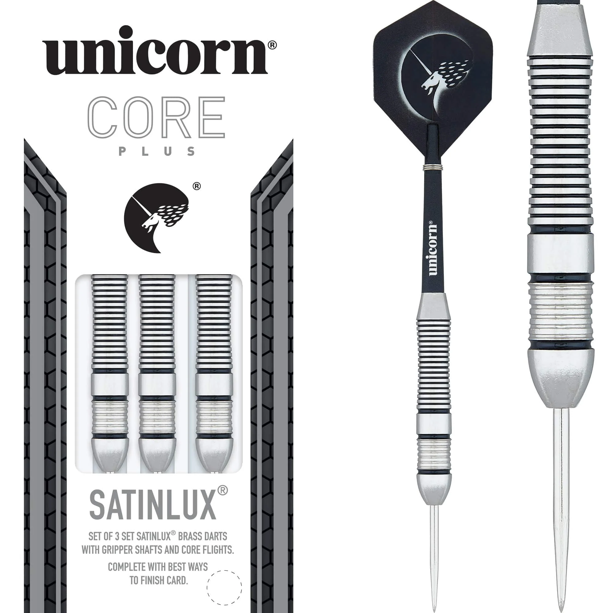 Unicorn Core Plus Win Darts - Steel Tip SatinLux - Chrome Effect