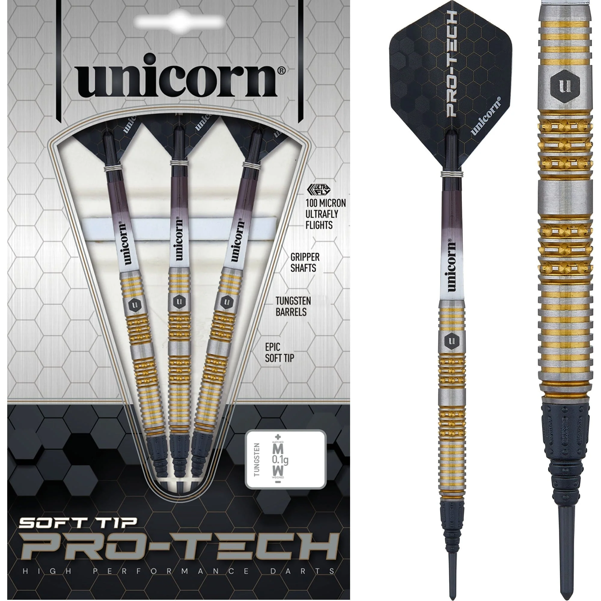 *Unicorn Protech Darts - Soft Tip - Style 6 - Silver & Gold