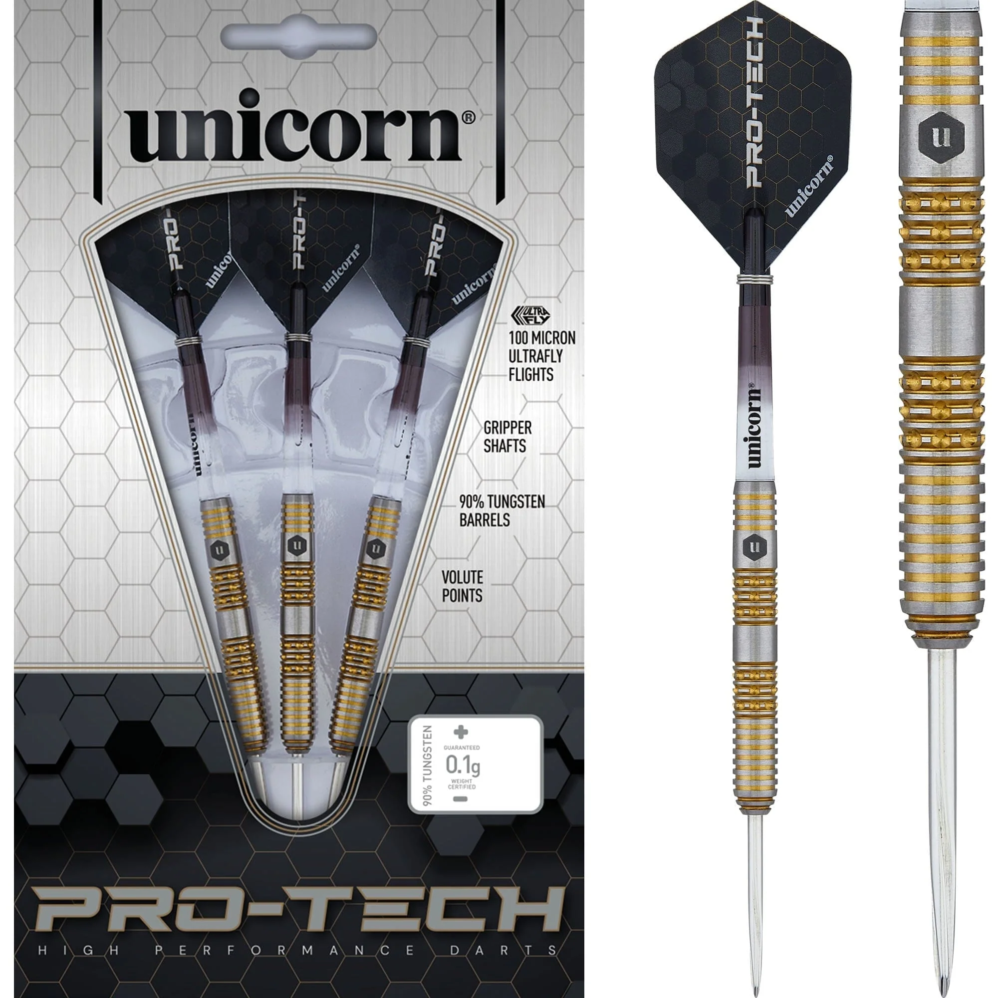 *Unicorn Protech Darts - Steel Tip - Style 6 - Silver & Gold