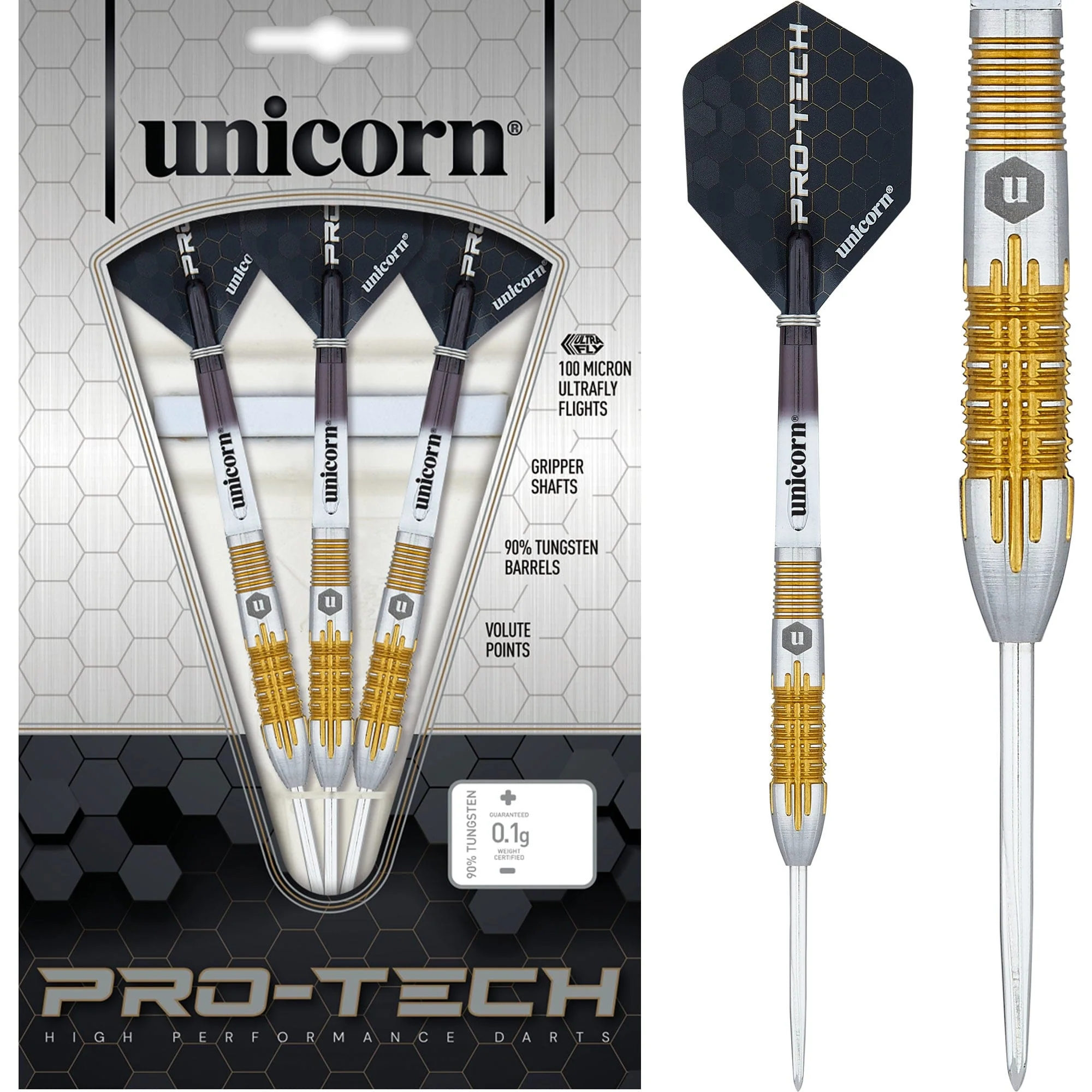 *Unicorn Protech Darts - Style 1 - Steel Tip - Gold Ring