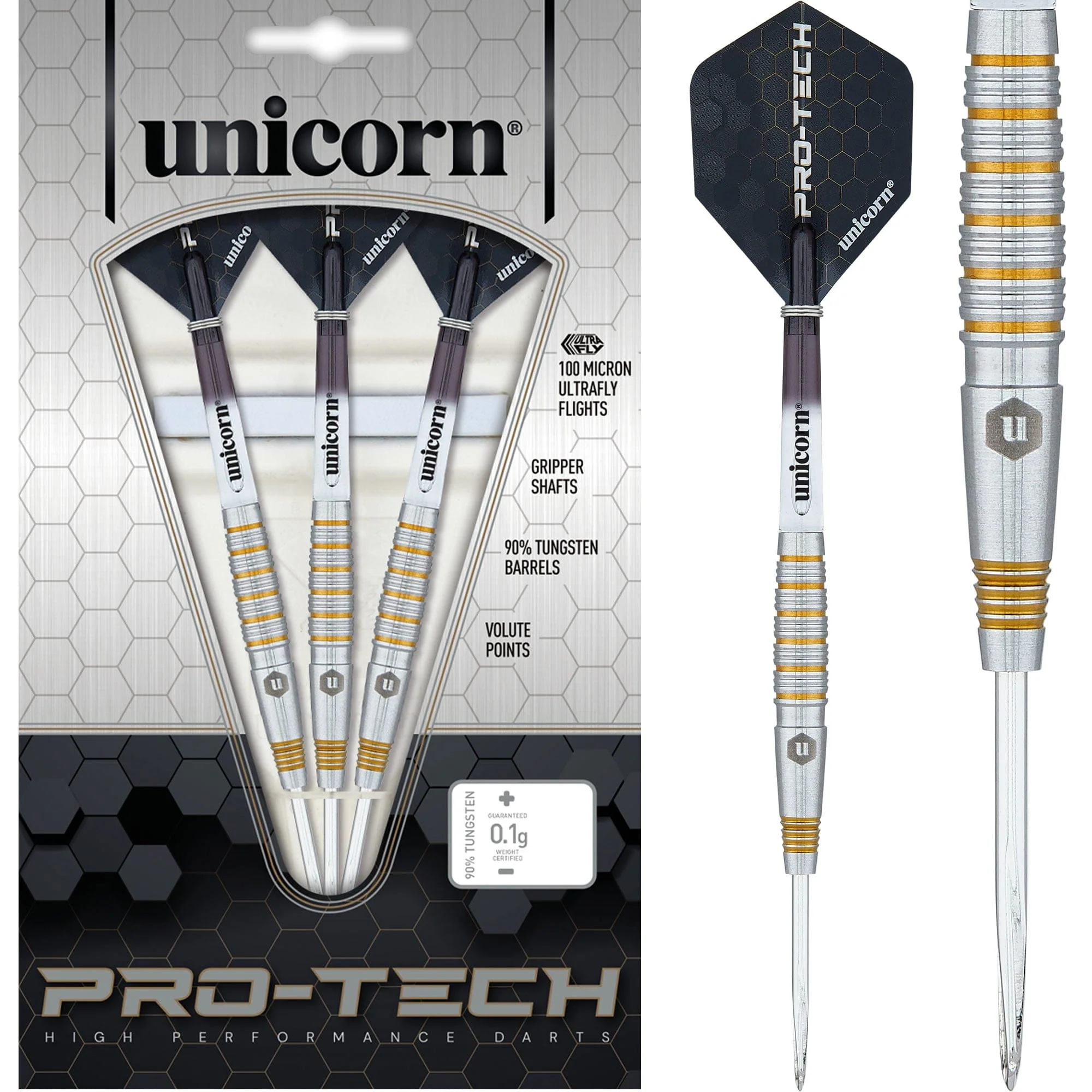 *Unicorn Protech Darts - Style 2 - Steel Tip - Gold Ring