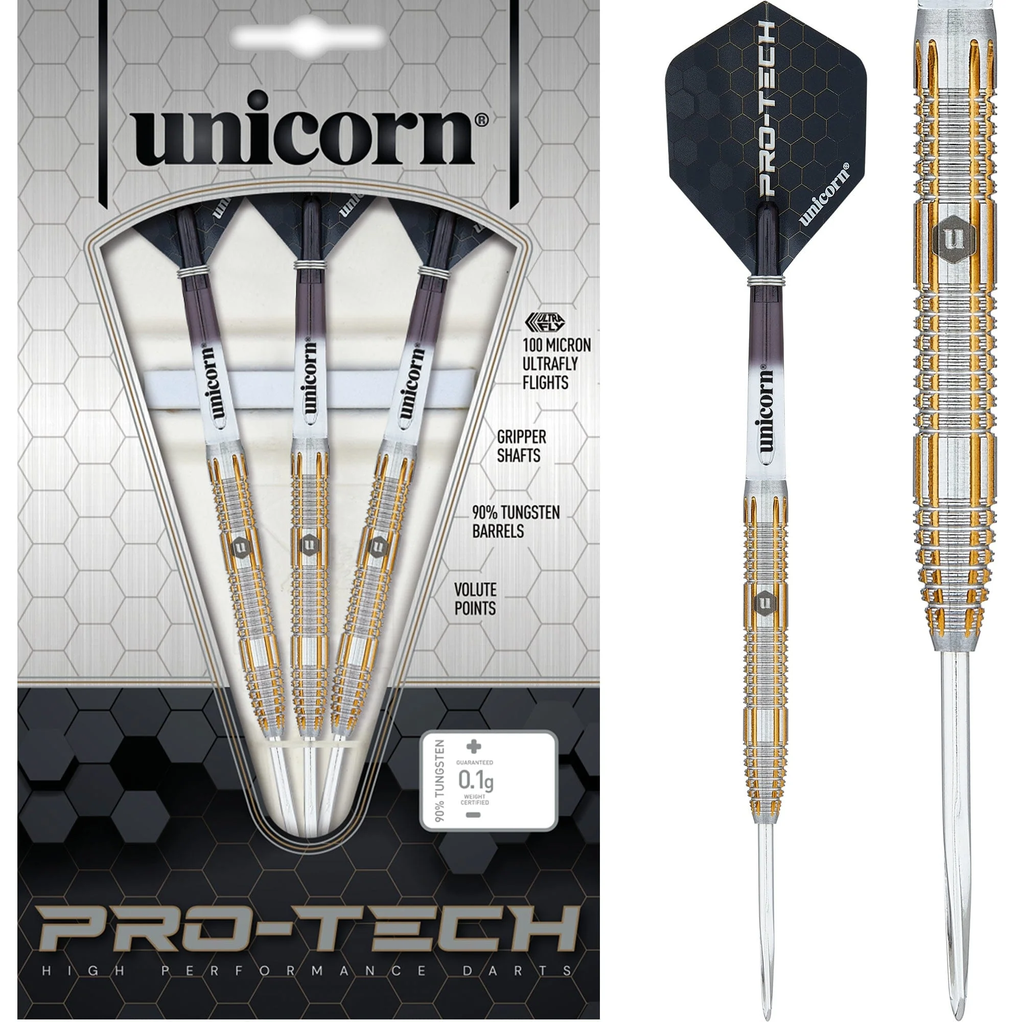 *Unicorn Protech Darts - Style 4 - Steel Tip - Gold Ring