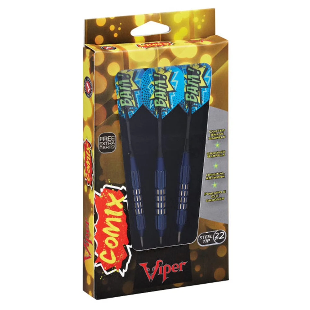 Viper Comix Darts - Steel Tip - Coated Alloy - Cut Grooves - inc Extras - Blue - Image 5