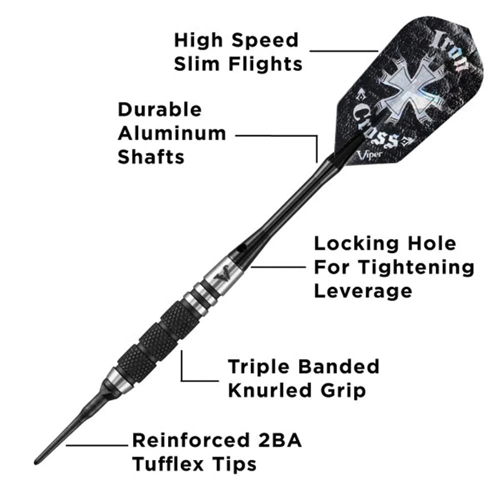 Viper Desperado Darts - Soft Tip - 80% - inc Extras - D1 - Tri-Knurl - Black - Image 11