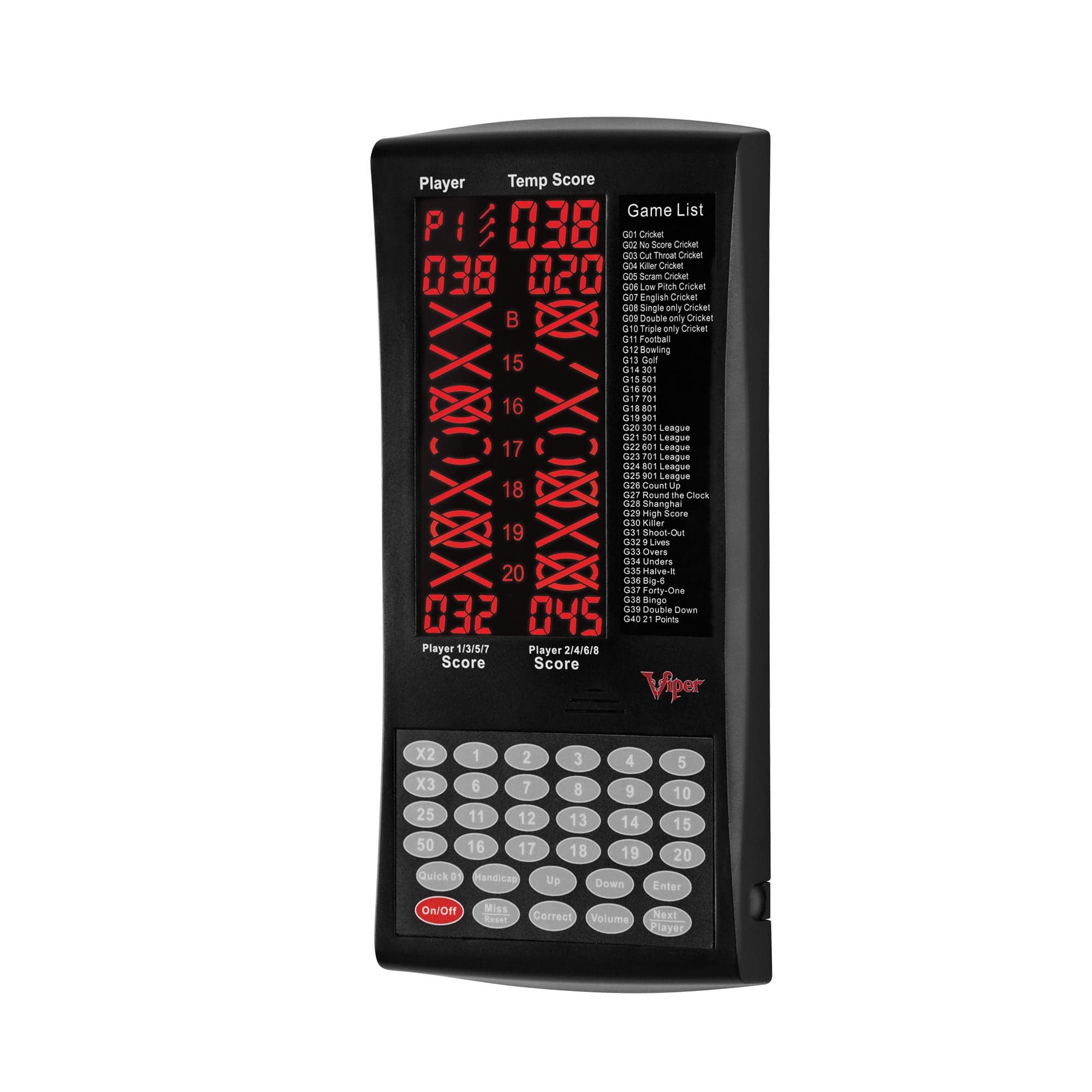 Viper ProScore Touchpad Scorer - 40 Games - Electronic Darts Scoring - Black - Image 2