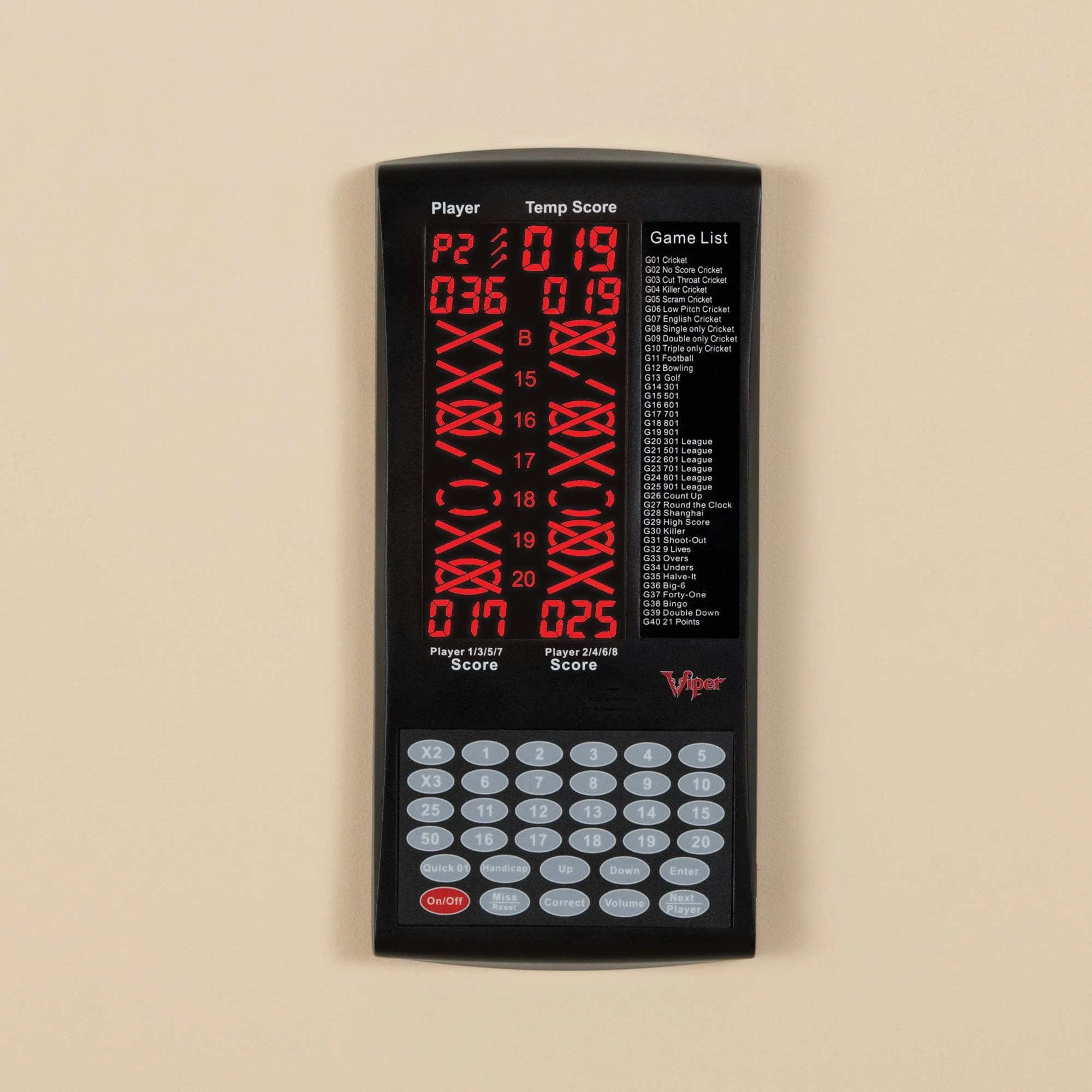 Viper ProScore Touchpad Scorer - 40 Games - Electronic Darts Scoring - Black - Image 3