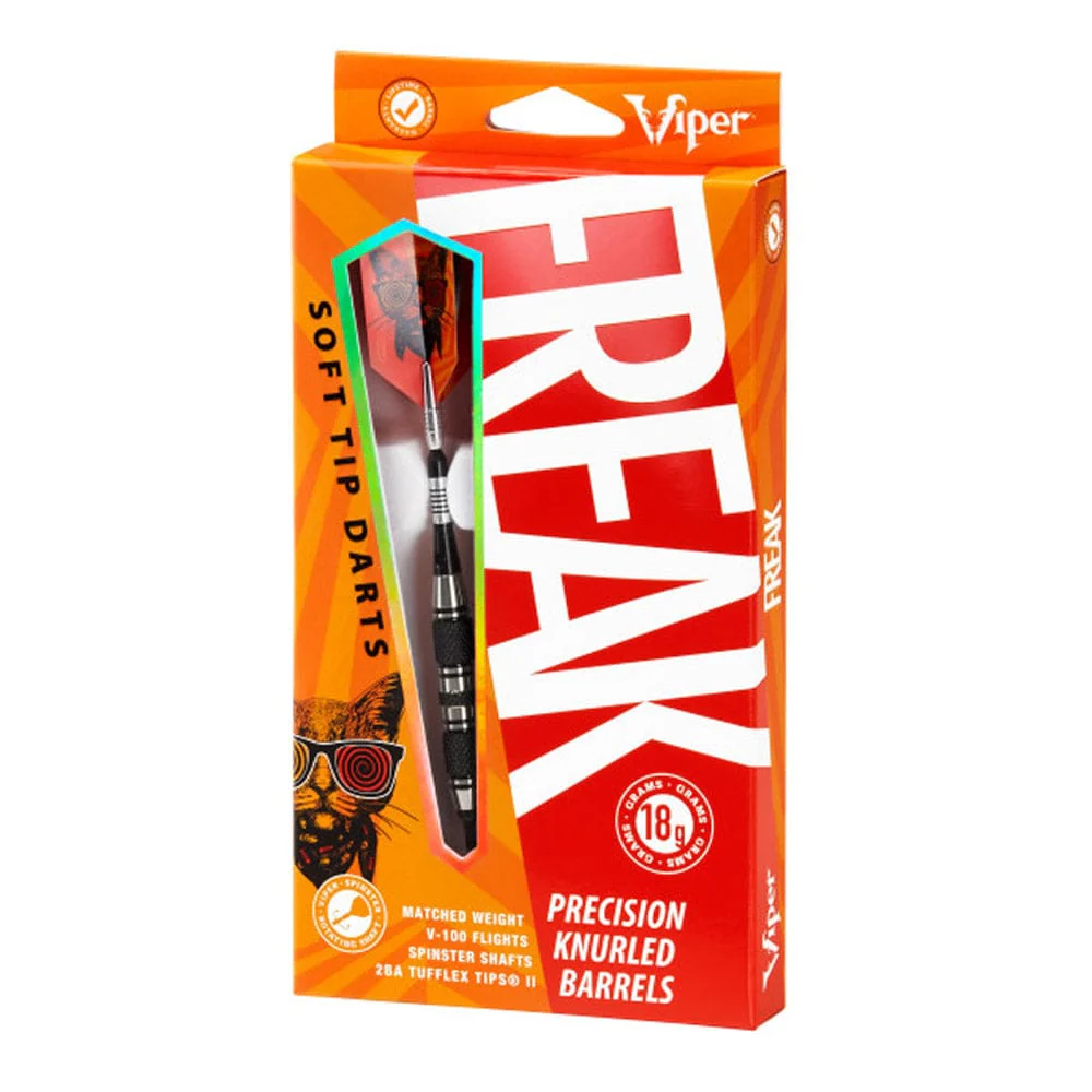 Viper The Freak Darts - Soft Tip - Nickel Silver - with Spinster Shafts - F2 - Black Twin Knurl - Image 6