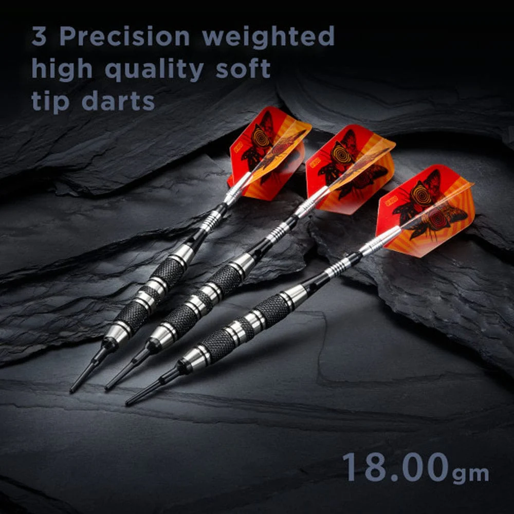 Viper The Freak Darts - Soft Tip - Nickel Silver - with Spinster Shafts - F2 - Black Twin Knurl - Image 8