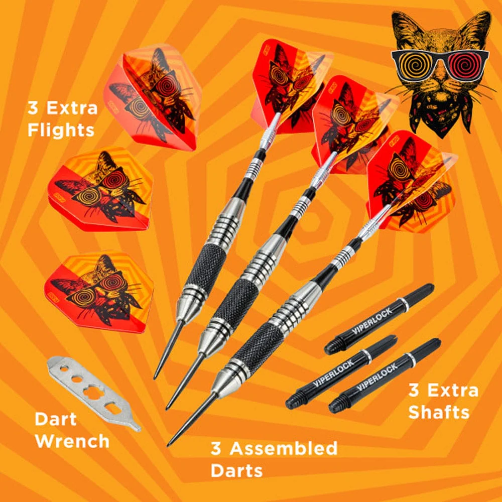Viper The Freak Darts - Steel Tip - Nickel Silver - with Spinster Shafts - F3 - Black Knurl - Image 4