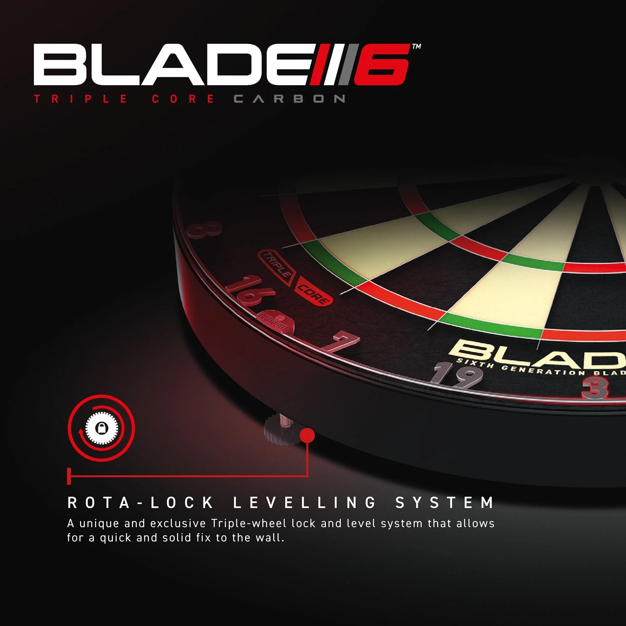 Winmau Blade 6 Dartboard - Professional - with Rota Lock System - Blade 6 Triple Core Carbon - Image 3