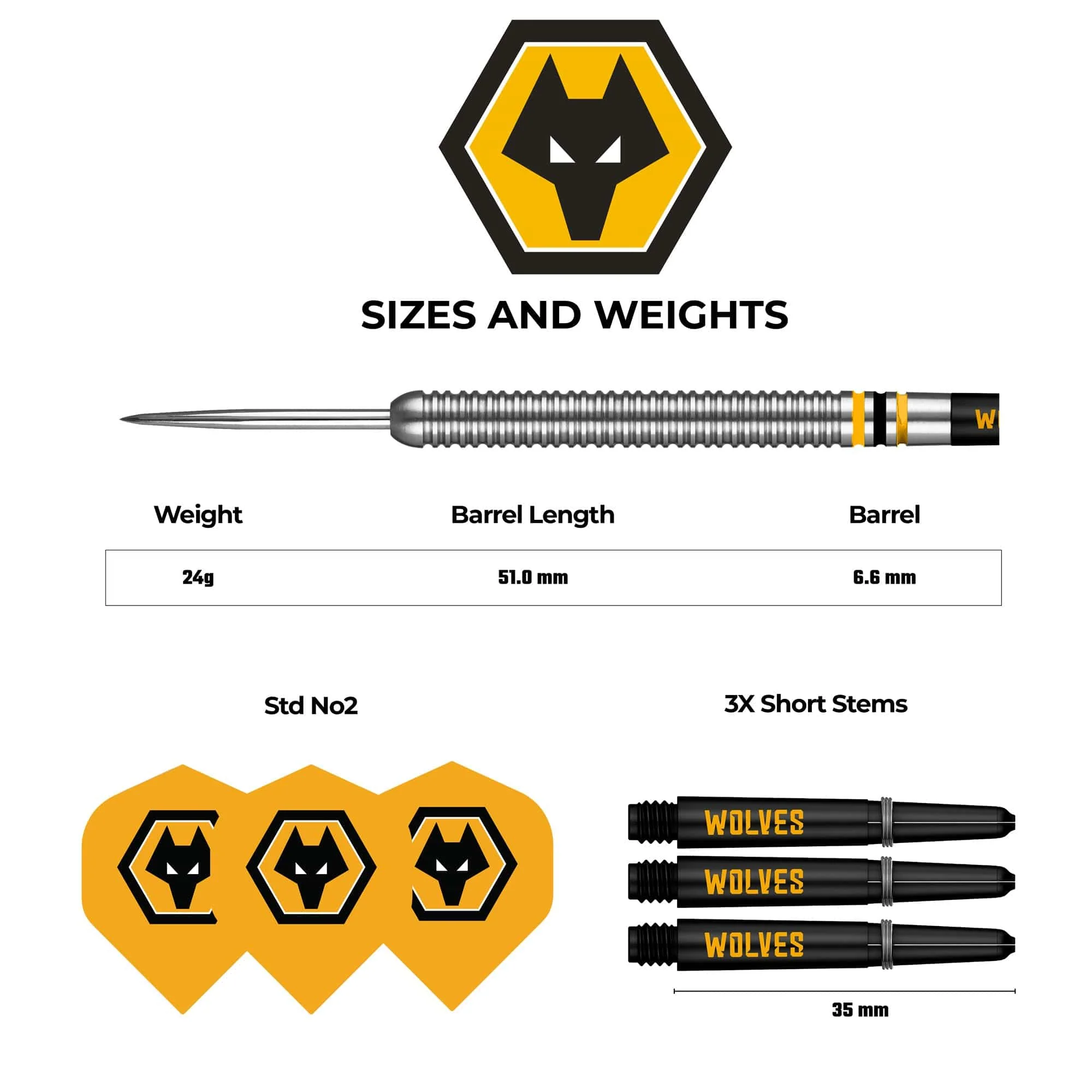Wolverhampton Wanderers FC Darts - Steel Tip Tungsten - Official Licensed - Wolves - 24g - Image 4
